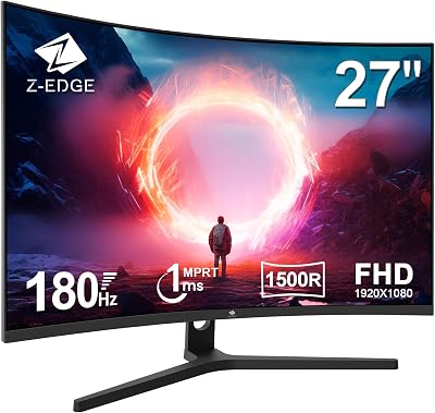 Z-Edge 27 Zoll Curved 1500R VA Gaming Monitor 180Hz 1ms 1080P FHD FreeSync