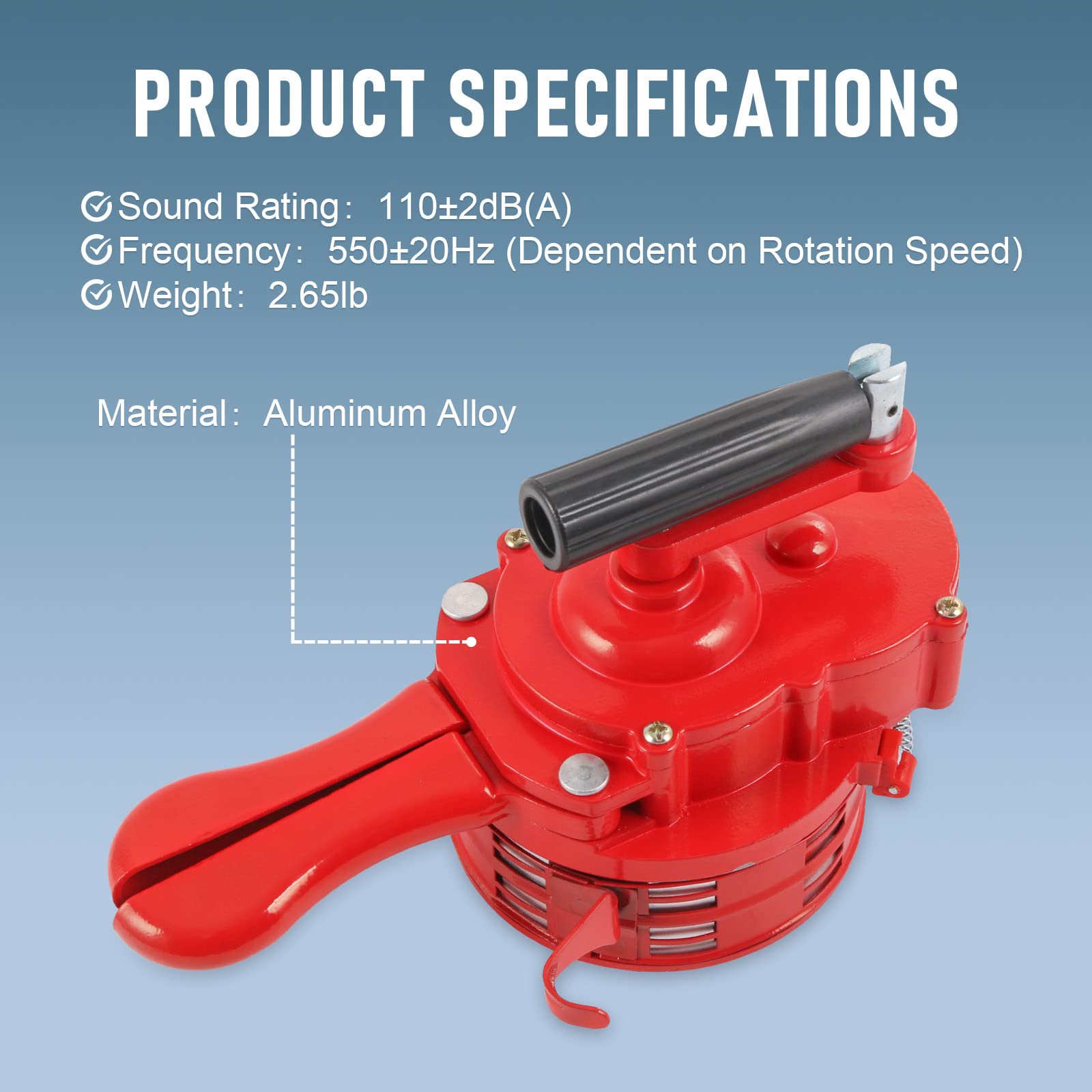 DICMIC -Z767 Siren Manual de Emergencia, Sirena Portátil de Metal, Rojo