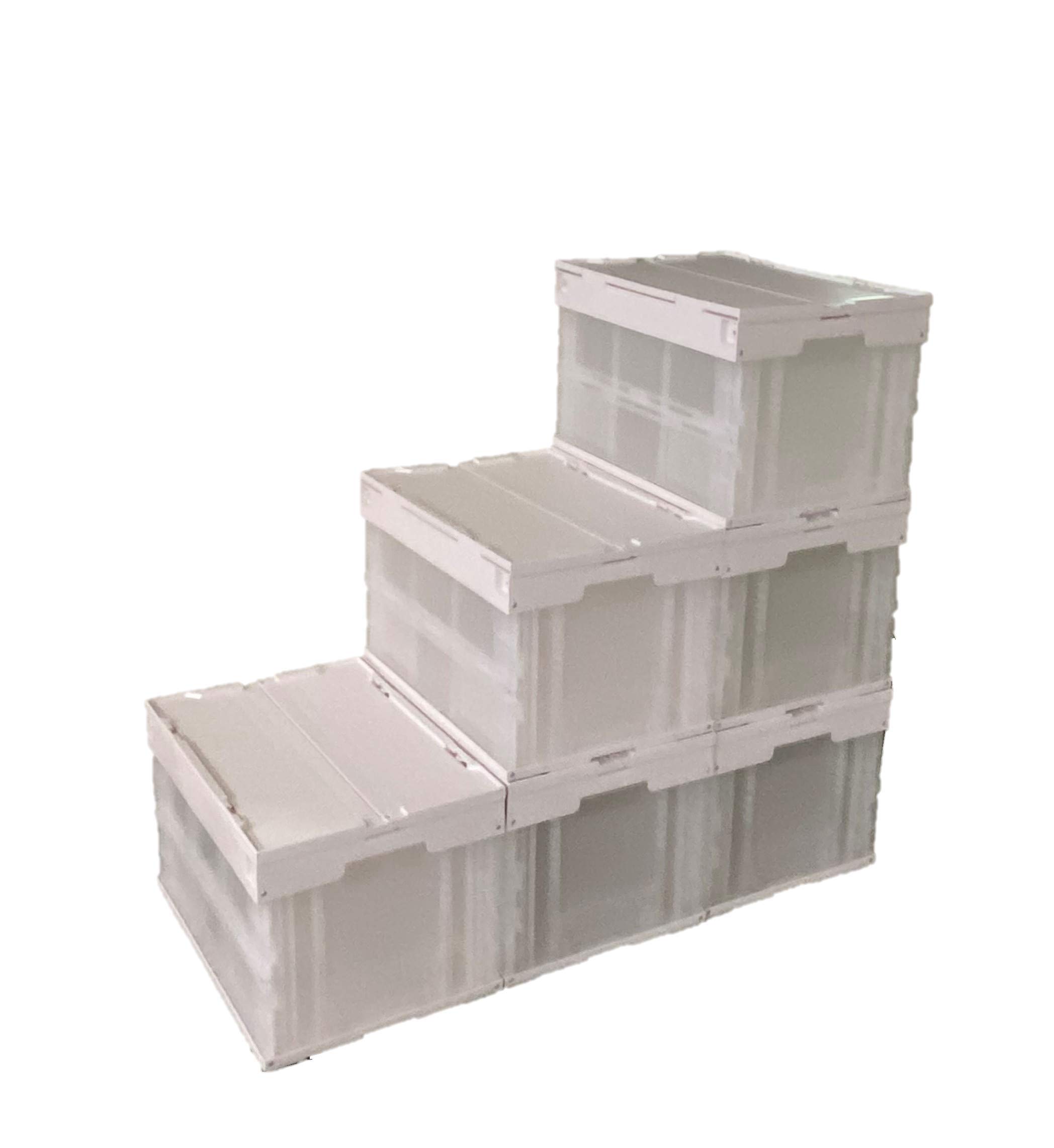 業務用 6個 松本産業 折りたたみコンテナ 50L ブラック ホワイト フタ