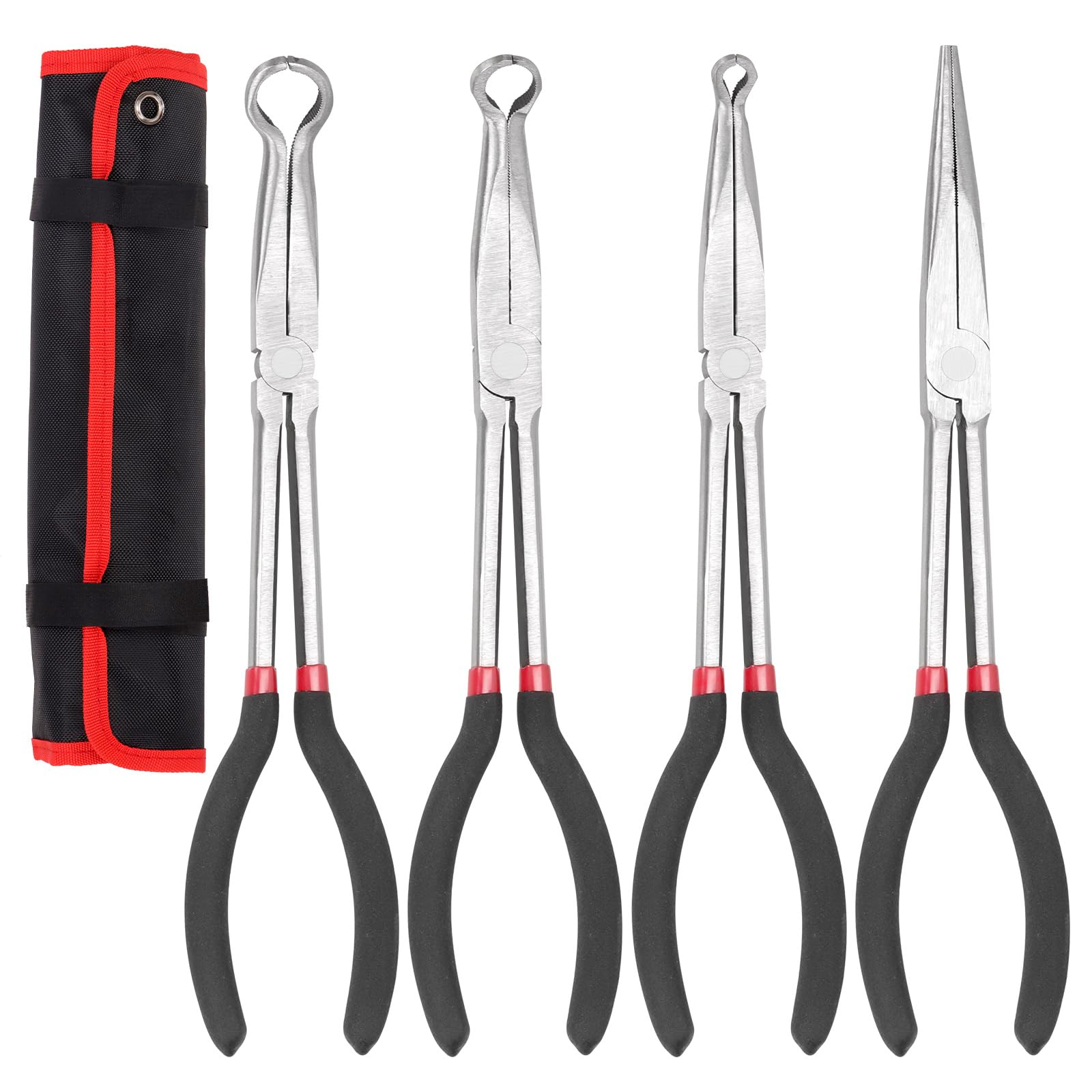 Tanstic 4Pcs Hose Grip Pliers & Long Needle Nose Pliers Set, 5/16”, 1/2”