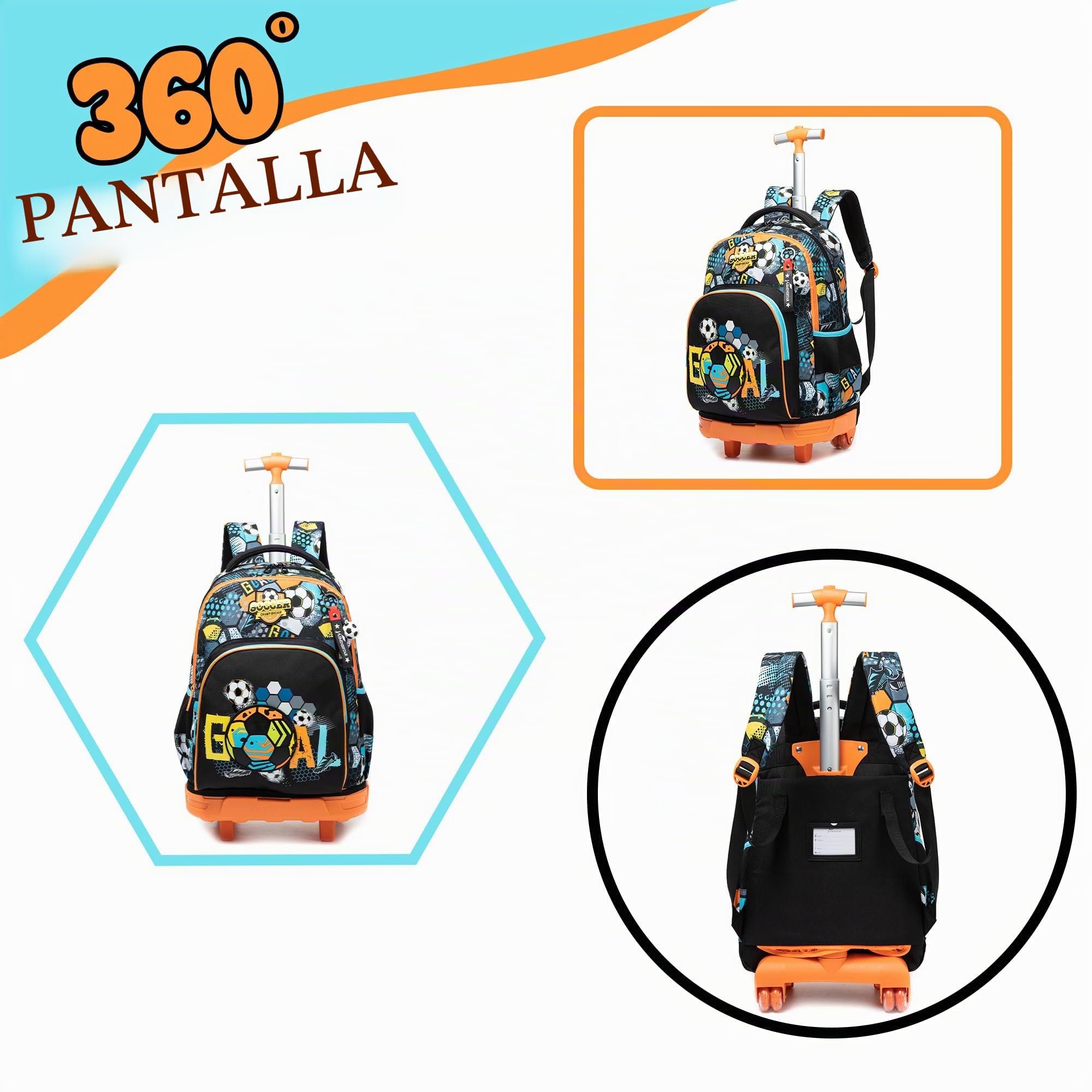 HTgroce Mochilas Trolley Escolares,3 in 1 Trolley Escolar para Niñas para la Escuela Primaria
