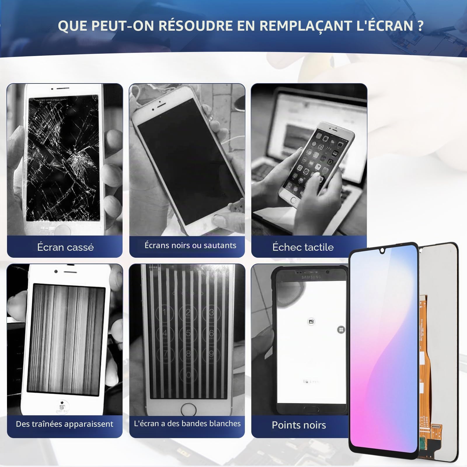RongZy Écran LCD de rechange pour Honor X5C Plus/X5C avec kit (noir)