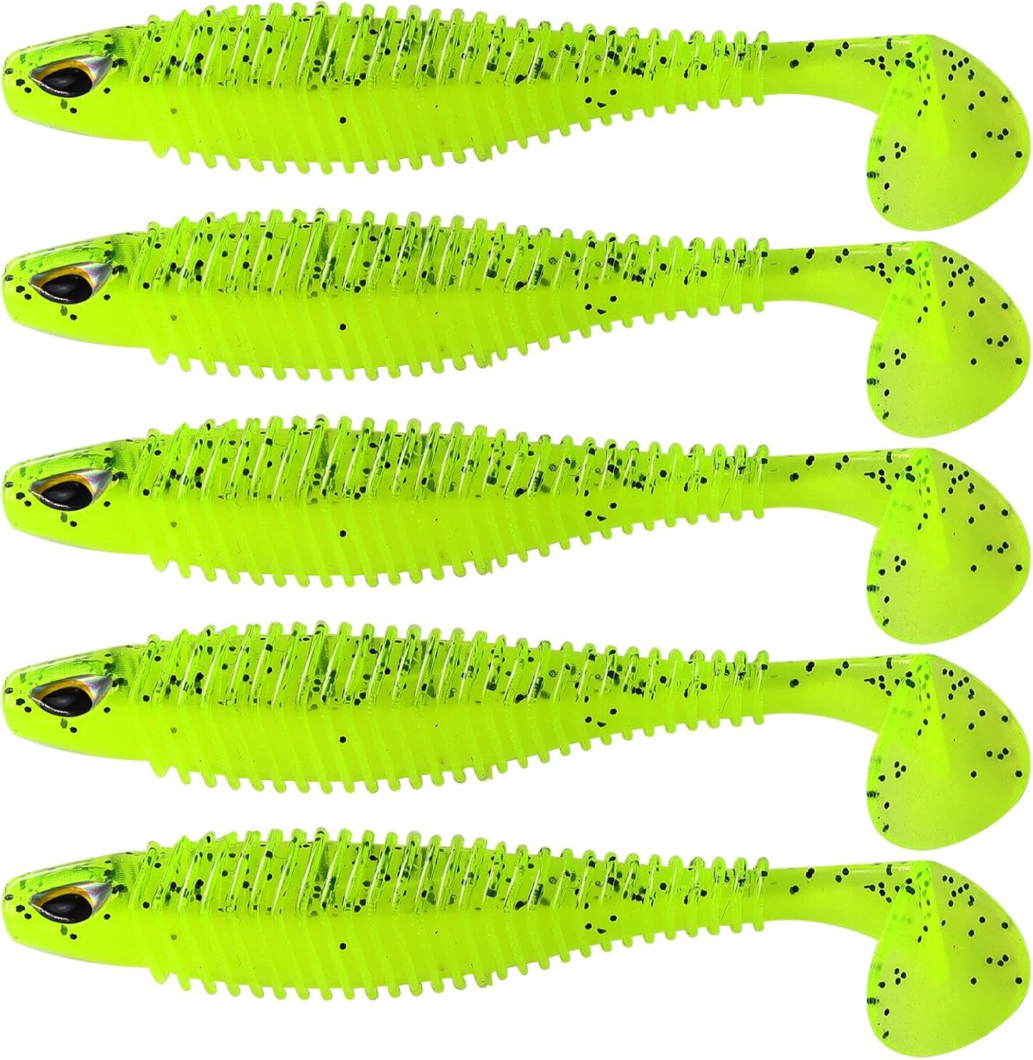MAFIMOEA 40/30/25Pcs Paddle Tail Swim Baits Lures Fishing Soft Plastic Lure Kit for Bass Trout Walleye Crappie 6.5cm 7.5cm 10.5cm