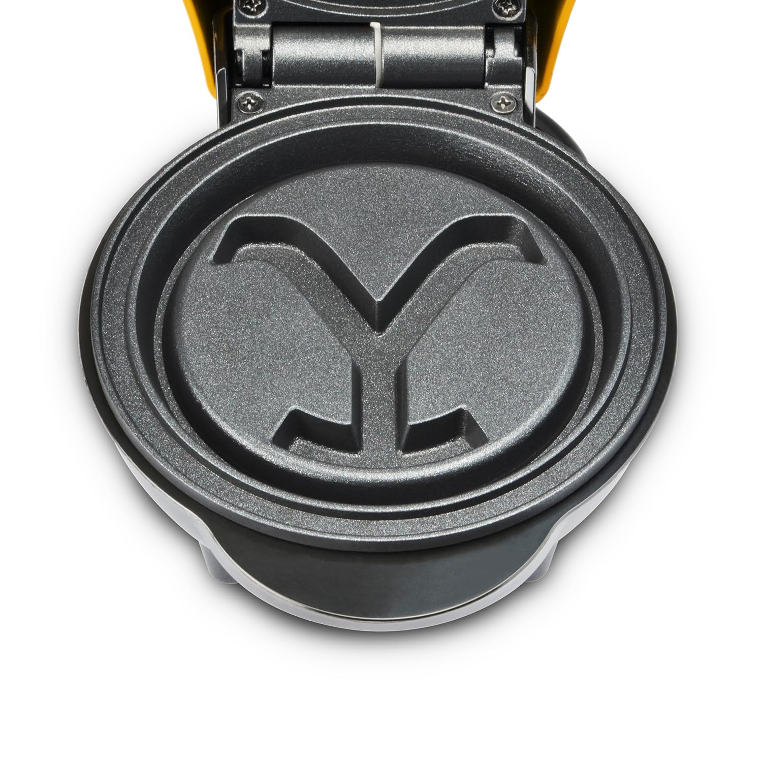 Yellowstone - Máquina para hacer gofres de 4 pulgadas por Select Brands - Mini máquina de gofres redonda con platos de cocción antiadherentes, luz indicadora y práctica envoltura de cable, fácil 5