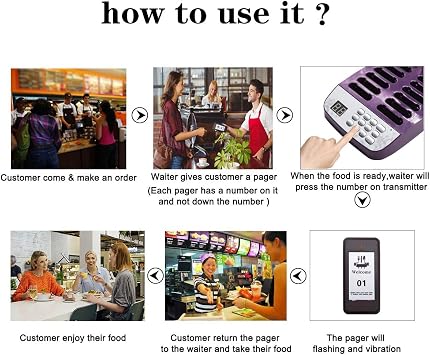 DAYTECH Restaurant Pager System, Server Buzzer, Wireless Long Range Calling System Buzzer Vibration for Cafe, Clinic, School Nurse, Food Truck, 1 Keypad(UK Plug)+16 Coaster Pagers
