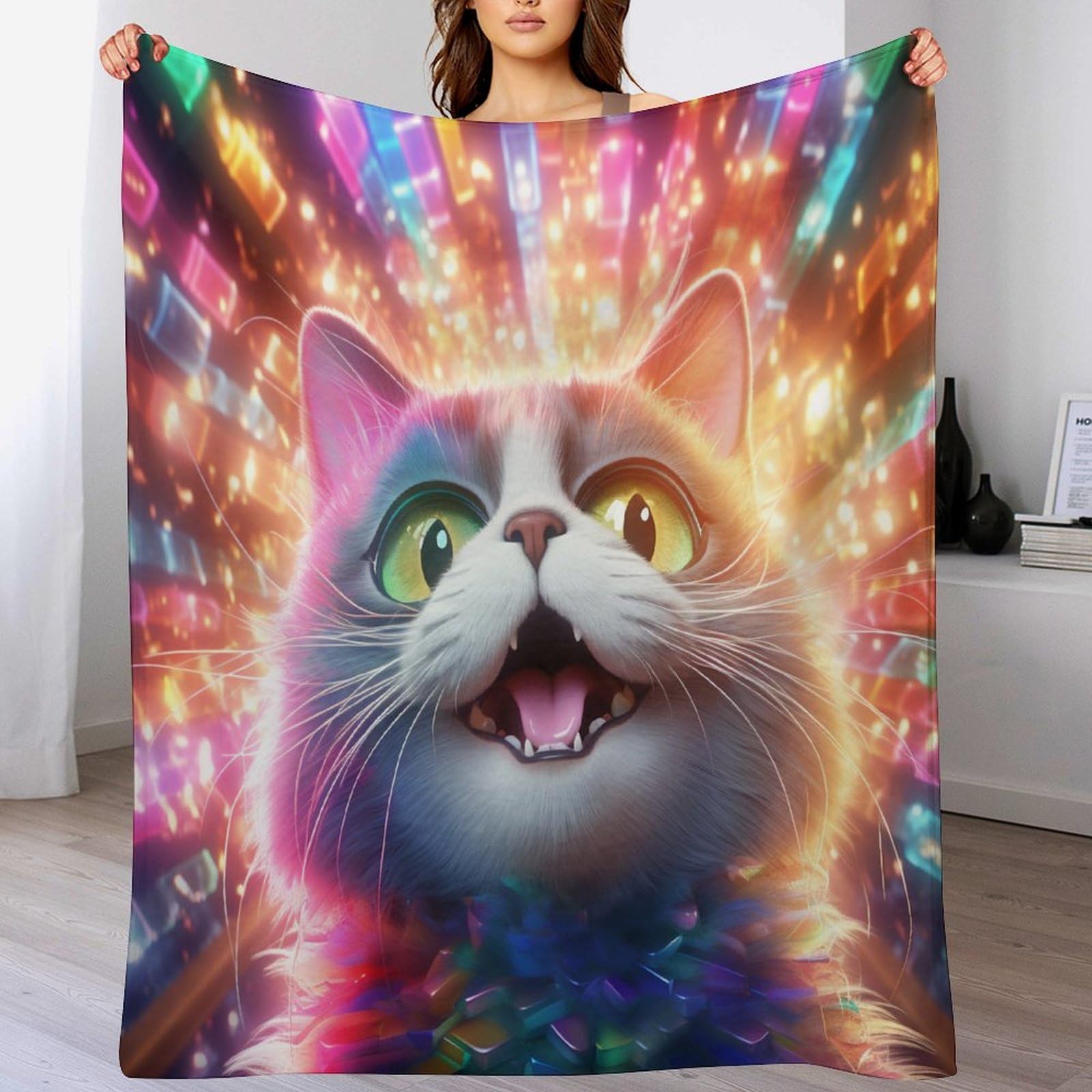Couverture en flannel chat 180x200cm plaid lit et canapé