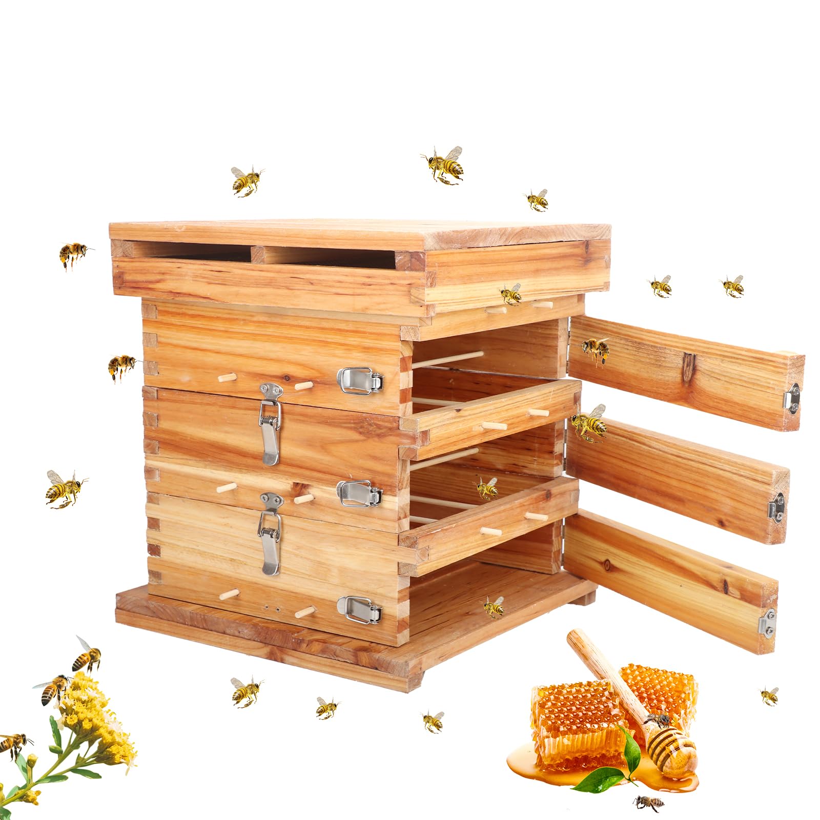 Snowtaros Upgrade No Frames Bee Hive Box, 3 Layer Bee Hives