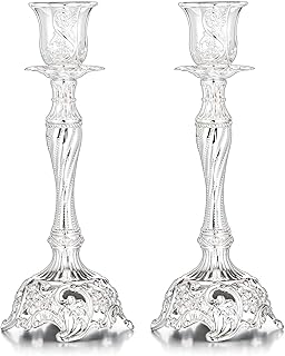 Sziqiqi Silver Plated Candlestick Holders Set of 2 Taper Candle Holders ...
