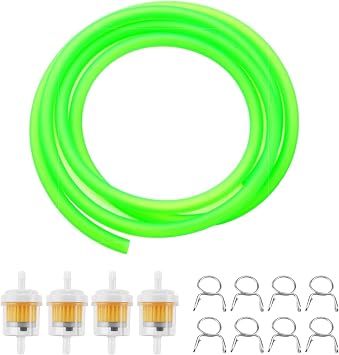 PRO BAT 5mm/0.2 Moped Gas Fuel Line Tube with Fuel Filter Spring Clips | for ATV Dirt Bike Go Kart Moped Pocket Bike 10ft/118 Green
