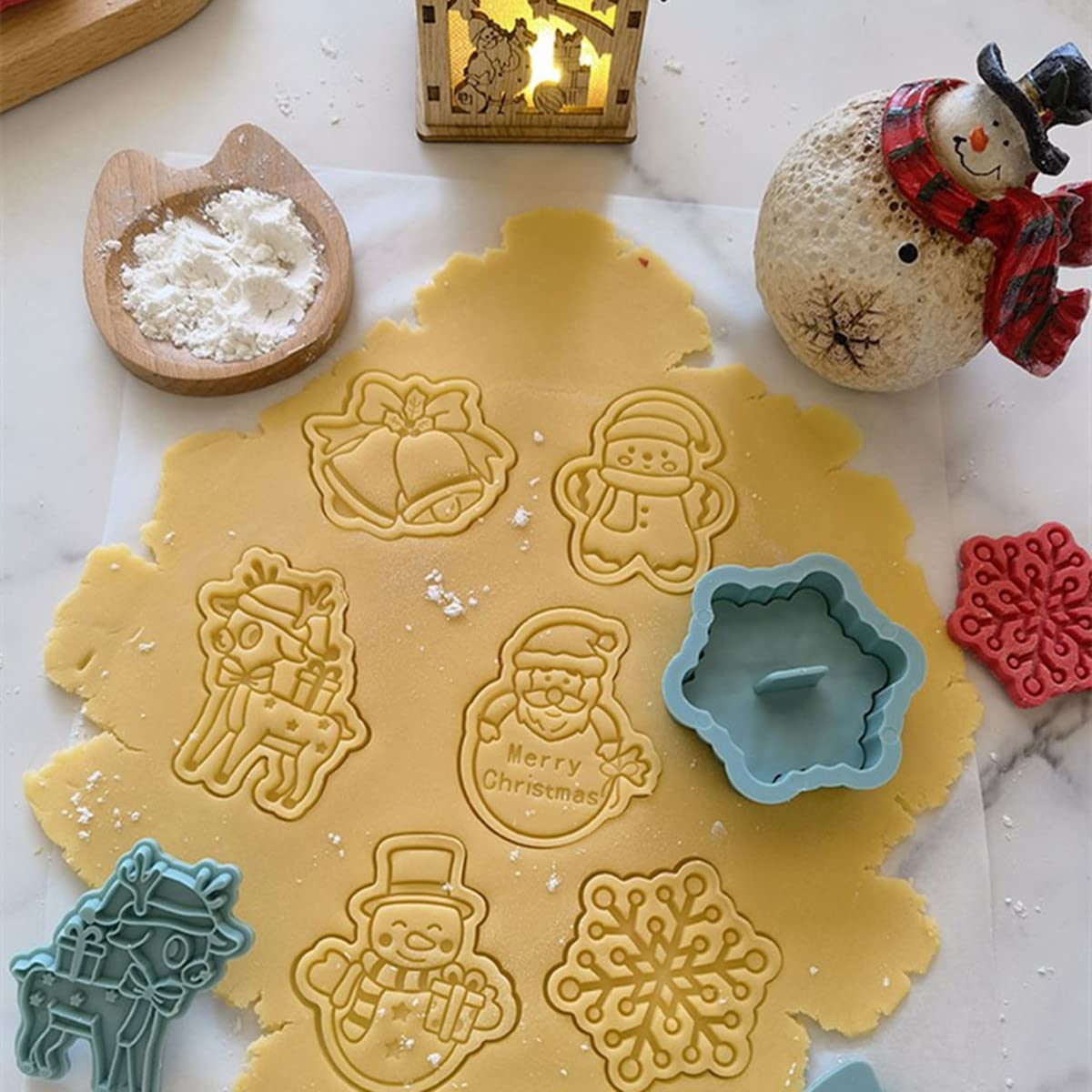 Formine Natalizie per Biscotti Plastica,8 Pezzi 3D Biscotti Stampi,3d
