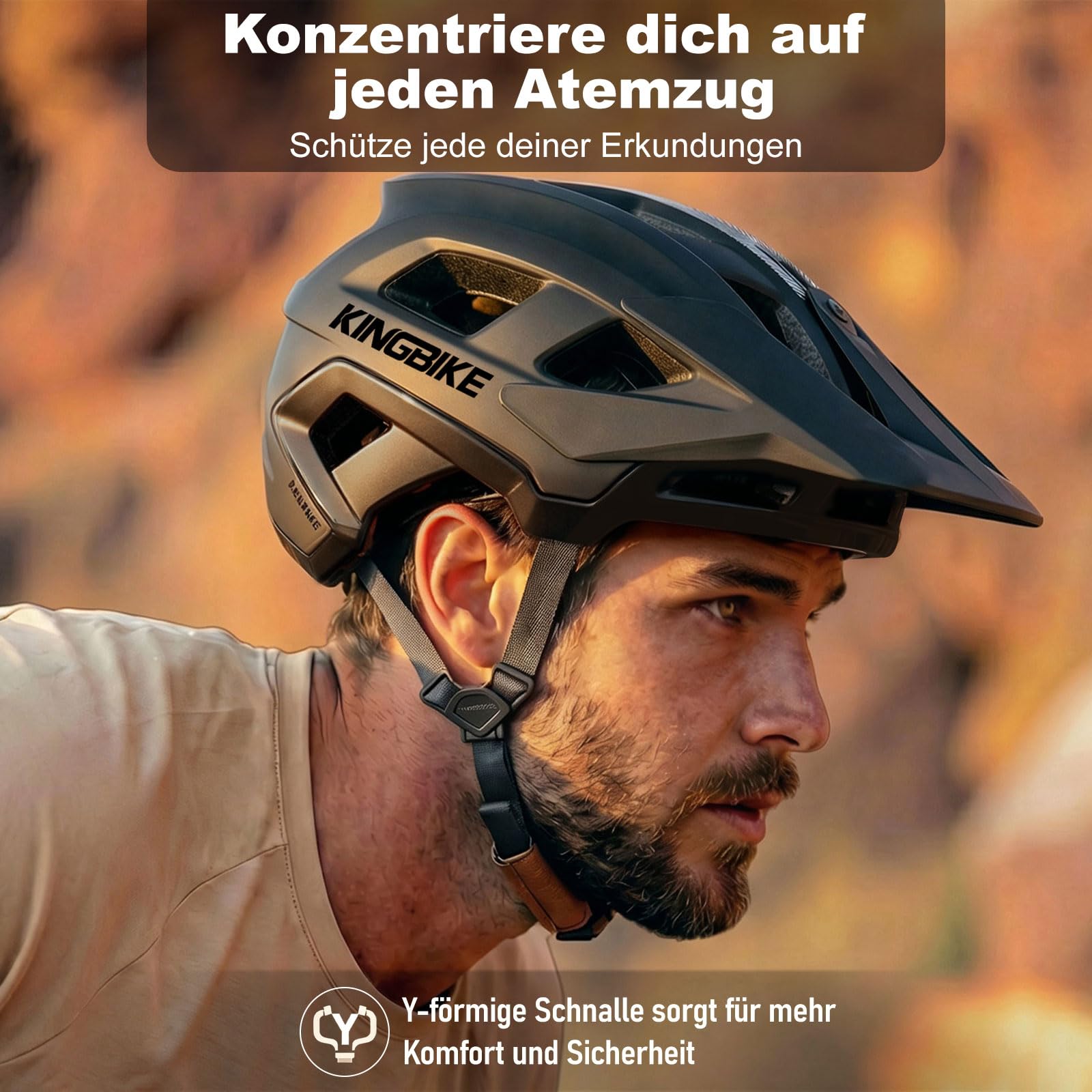 KINGBIKE Professioneller Mountainbike Helm E-MTB NTA-8776 E-Bike Sicherheitshelm mit 3-stufig verstellbarem Visier & Kamera-Halterung MTB-Fahrradhelm für Erwachsene
