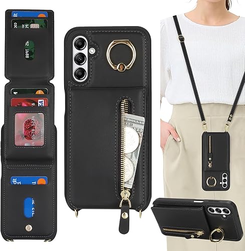 Miniatura 46 de Funda para Samsung Galaxy A14 5G con tarjetero para mujer, para Galaxy A14 5G, funda cartera para teléfono con correa, ranuras para tarjetas de