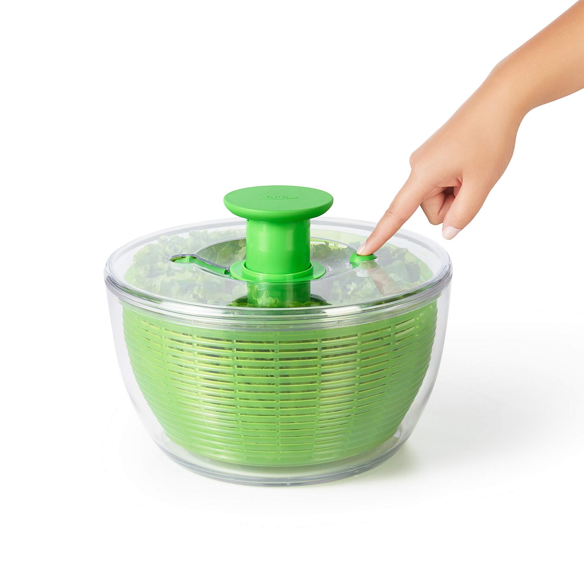 OXO Good Grips Salatschleuder mit Sieb und Deckel, grün – zum Trocknen von Salat