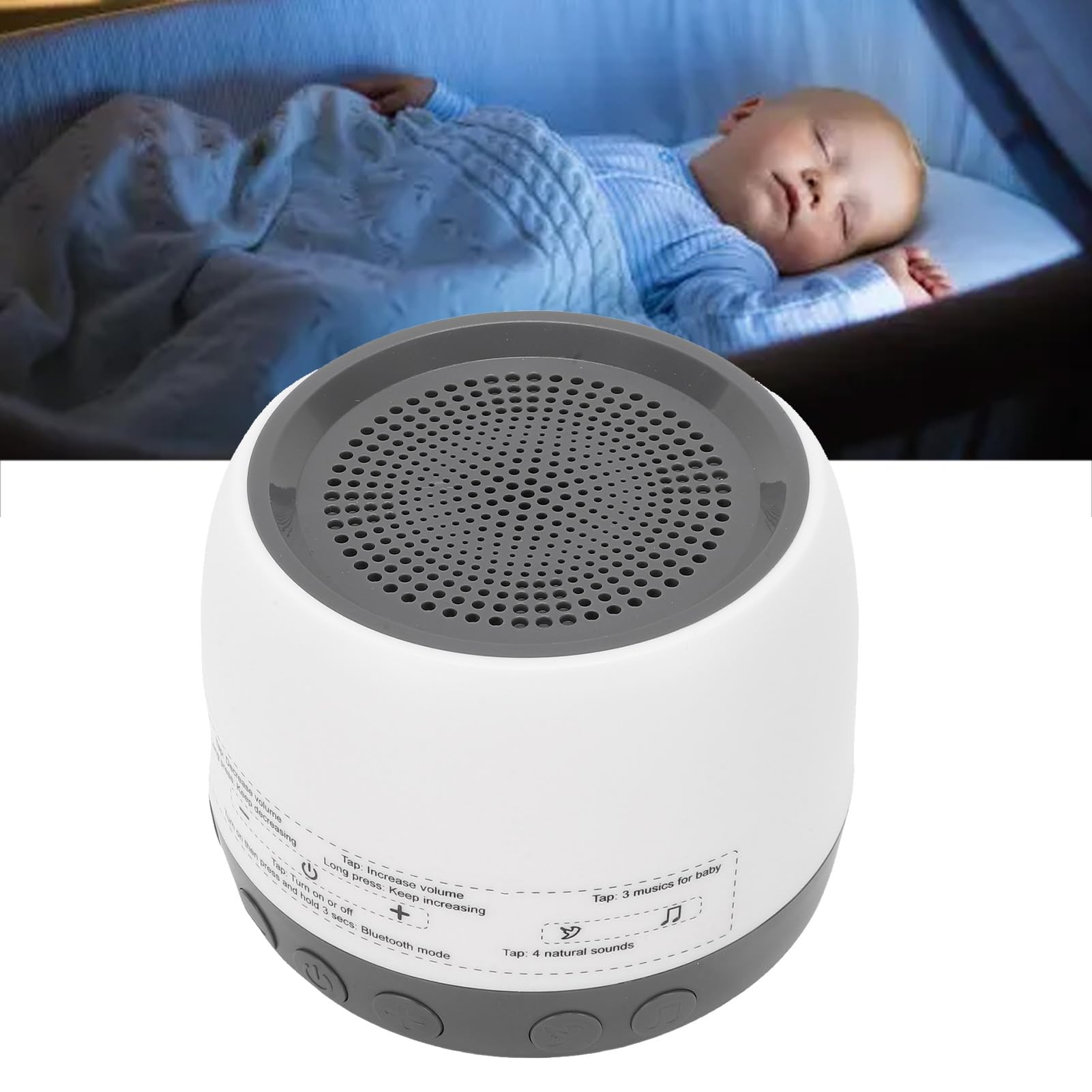 AMONIDA Tragbares Weißes Rauschgerät Zum Schlafen mit 13 Geräuschen, Perfekt für Babys und Erwachsene, Kompakte Größe, Stromversorgung über USB
