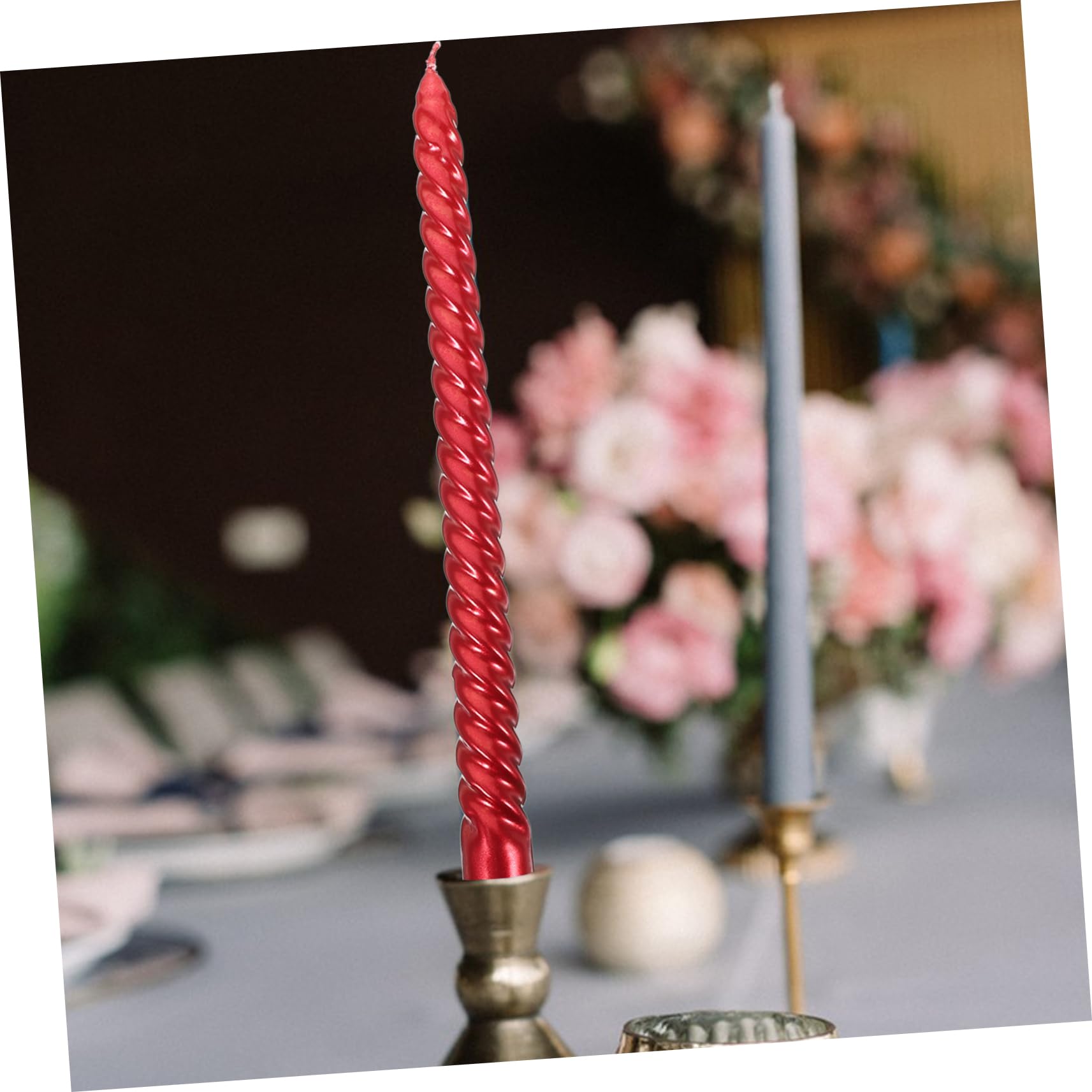 GARVALON 12pezzi Candele Lunghe Decorative Spirale Candele Taper Per Matrimonio e Occasioni Speciali Rosse e Verdi Per Decorazioni Festive e Romantiche