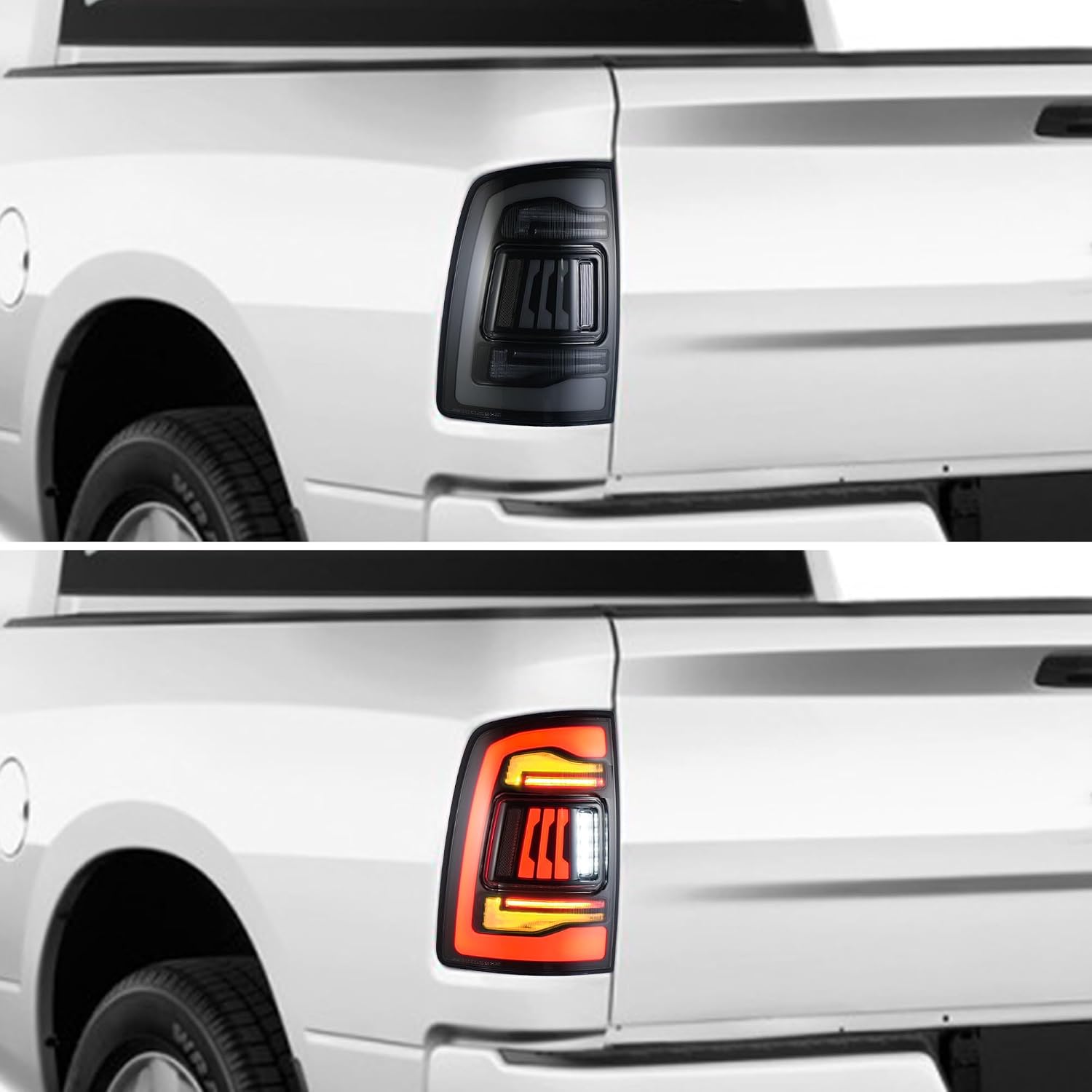 VLAND LED Smoked Tail Lights Compatible For Dodge RAM 1500 2009-2018 & 2010-2018 RAM 2500/3500, Not For Factory Halogen Models, Just For LED Models Only, Driver side & Passenger side