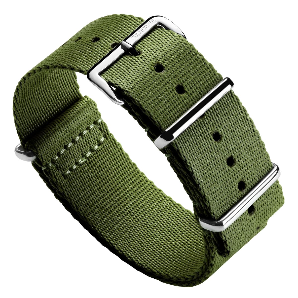 ZULUDIVER Apex Military Watch Strap – Heavy Duty Polyester, Waterproof & Durable, Soft Comfort Weave, Stainless Steel Hardware, Army Green, 22mm