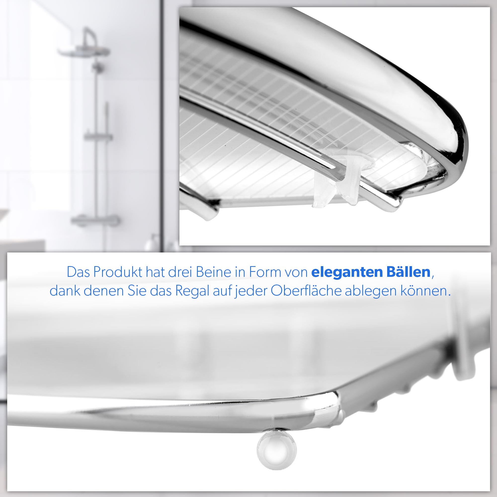KADAX Duschablage Ecke, Badezimmer Organizer, Eckregal, Badregal, Duschregal, Duschgel und Shampoo Halterung für Dusche, Duschkorb (Silber, 3 Etagen)