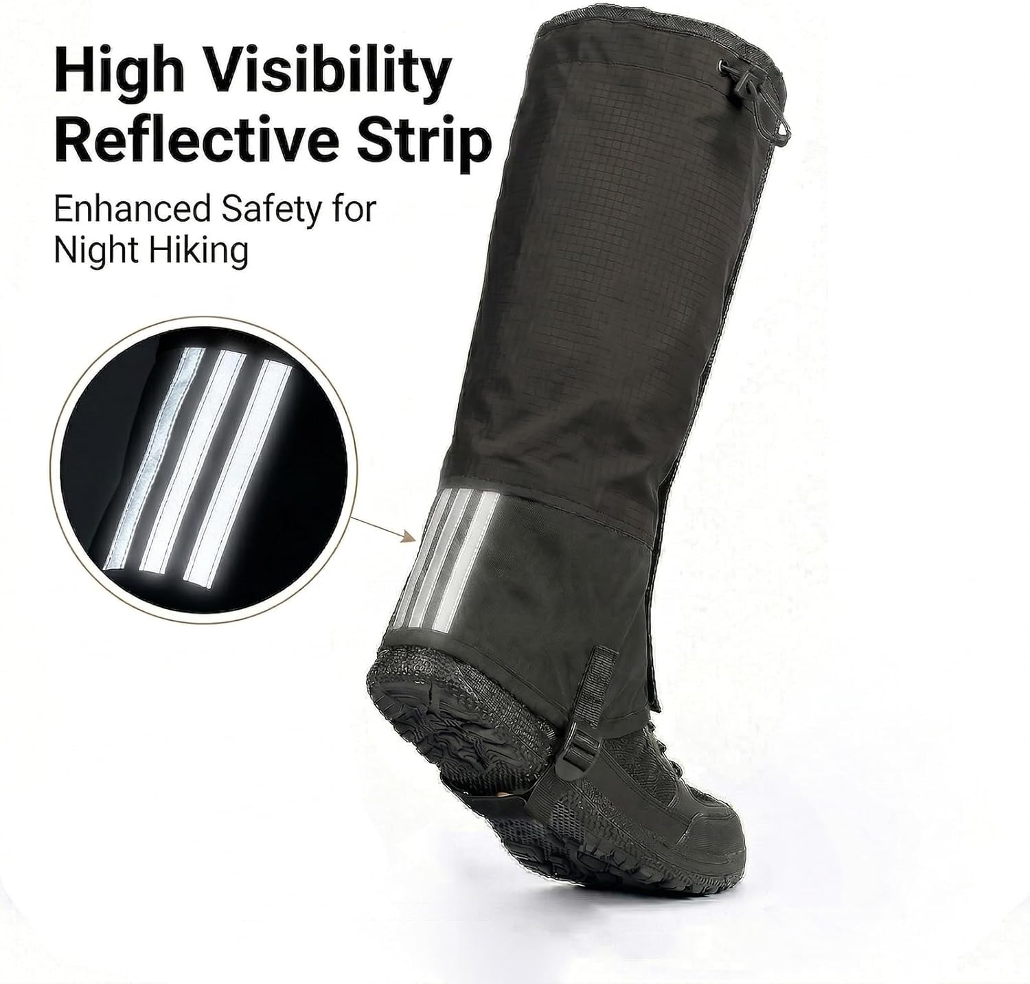 Leg Gaiters for Hiking, Lightweight Waterproof Boot Gaiters for Men Women, Adjustable Shoe Gaiters for Hiking Walking Climbing Hunting Trekking Mountaineering Skiing