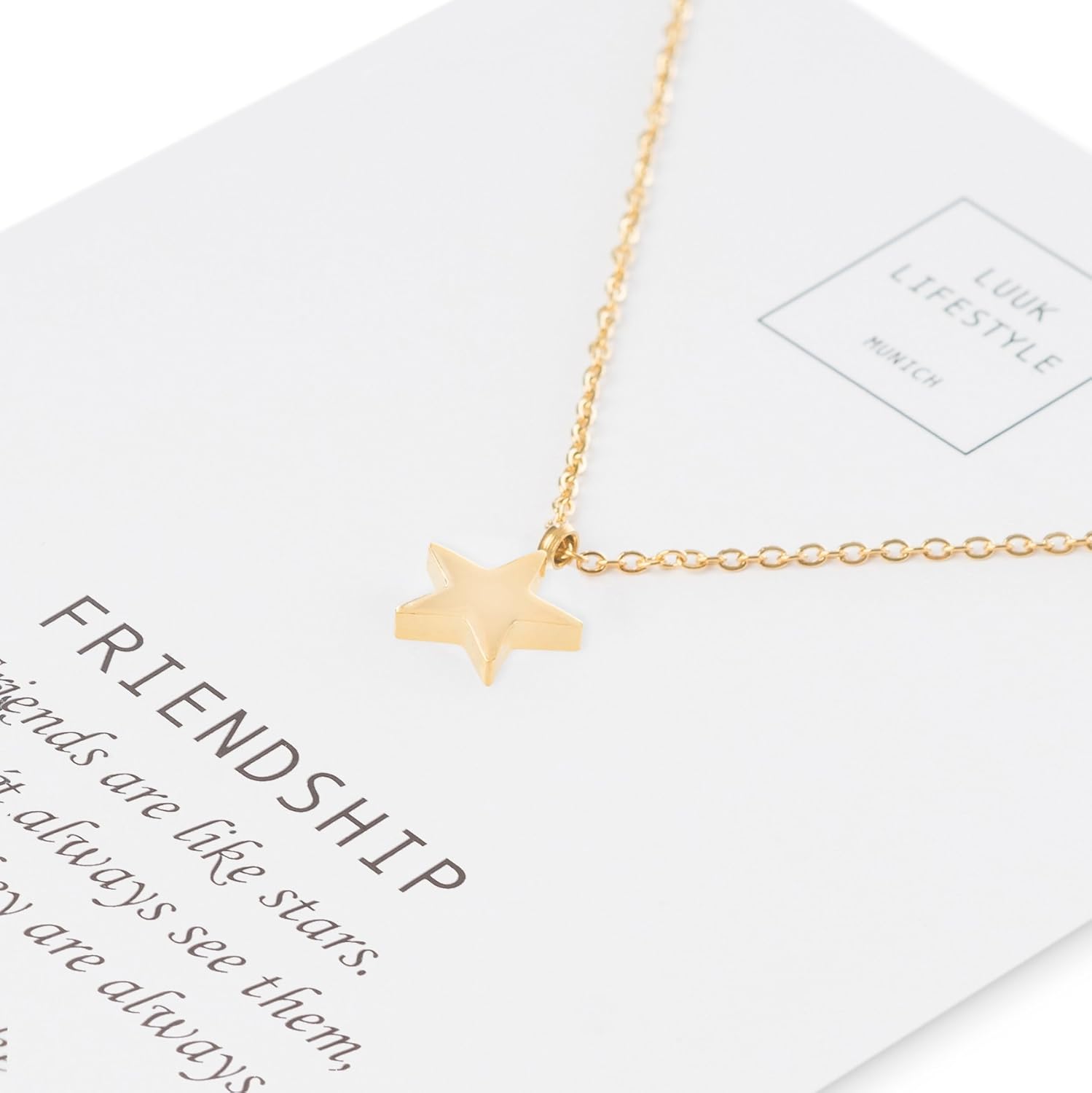 LUUK LIFESTYLE Stainless Steel Pendant Necklace for Women Waterproof Adjustable 50cm Chain Modern Necklace Gift for Her Gold Star - Image 3