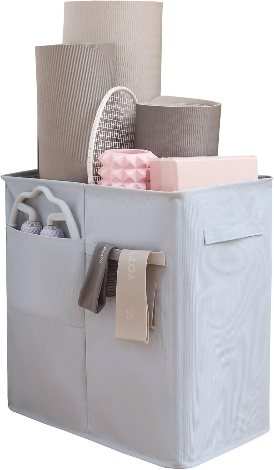 Home Gym Storage Rack, Workout Organizer, Exercise Equipment Storage for Yoga Mat Straps, Thick Yoga Mat (Bluish Grey, X-Large)