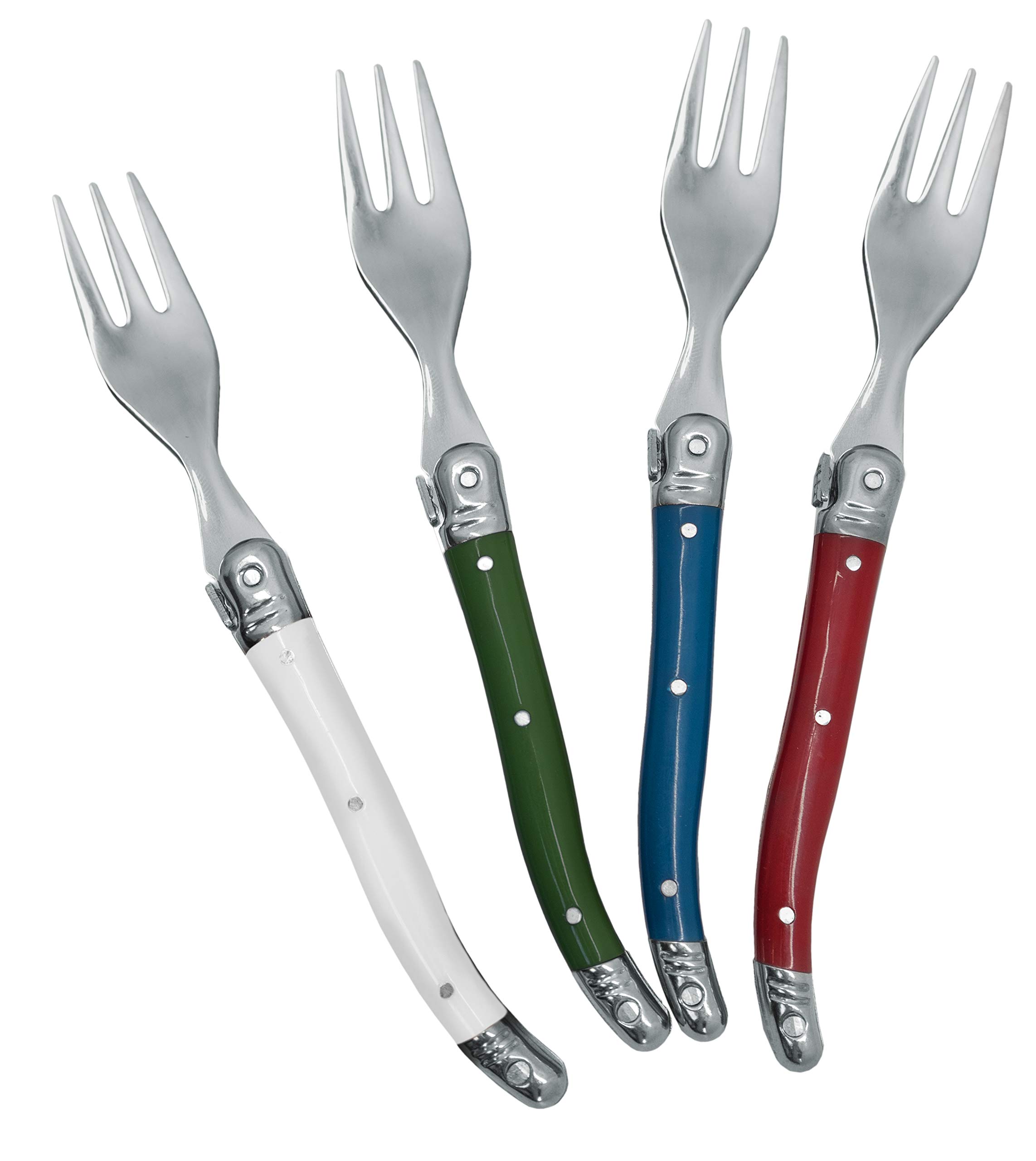 NERTHUS FIH 531 Set of 4 Forks for Snakcs, Stainless Steel, Blue, White, Green, Red