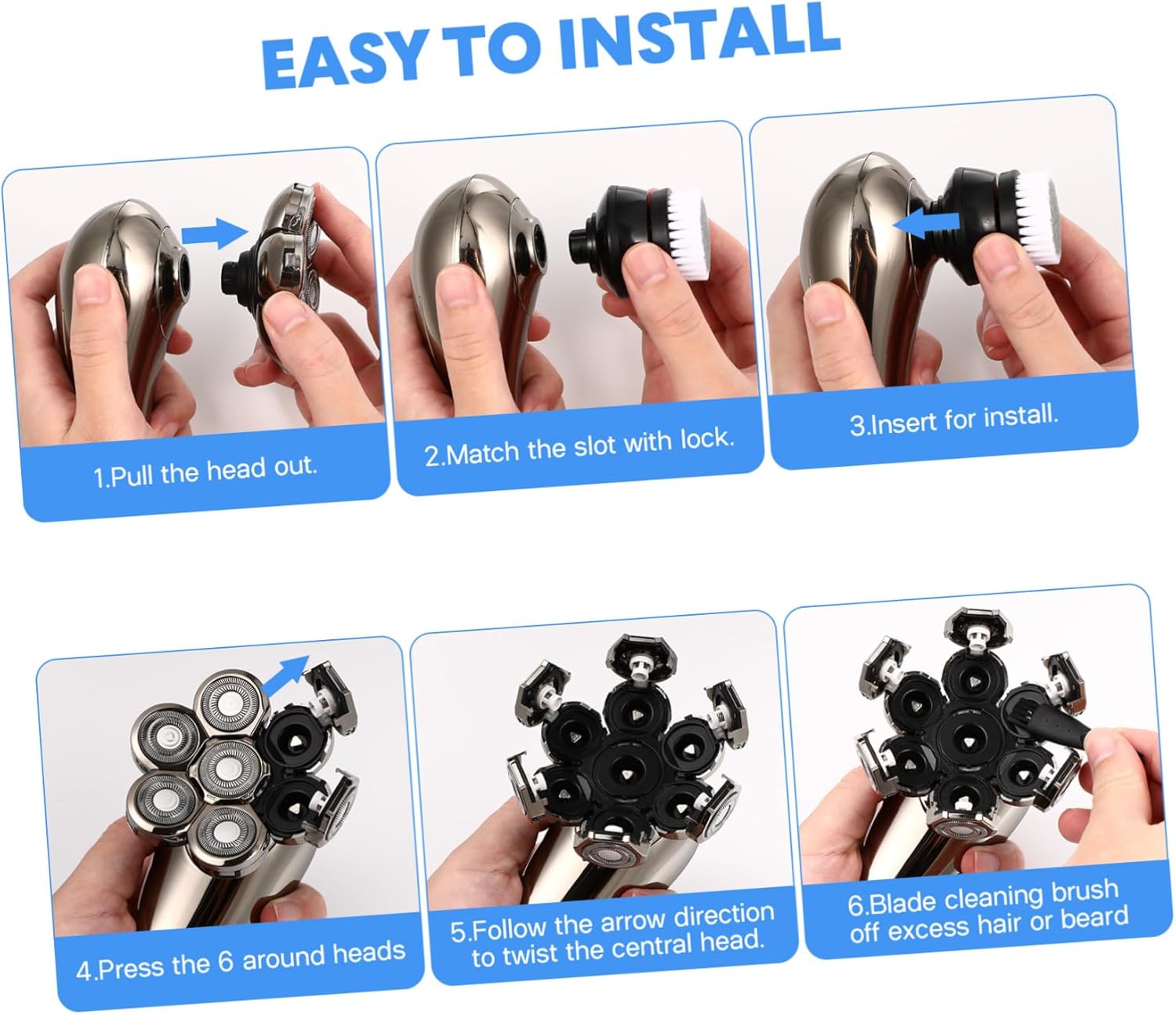 Gatuida Head Electric Shaver for Men Beard Trimmer Facial Hair Razor Multifunctional Hair Cutting Tool Travel Shaver