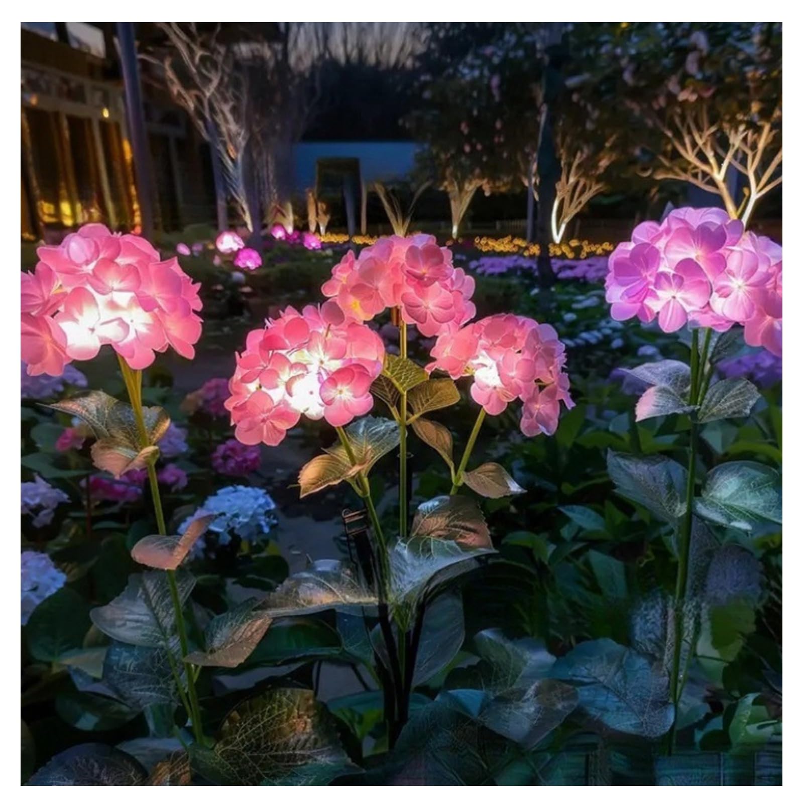 matumou Solar Hydrangea Light Solar Powered Garden Light Outdoor Flower Light with Stake for Pathway Patio Yard Decoration