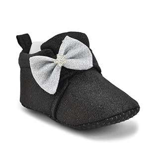 Star Fish Newborn Baby Boys & Girls 6 TO 9 Months Skin Friendly Comfortable Booties (Black-1204)