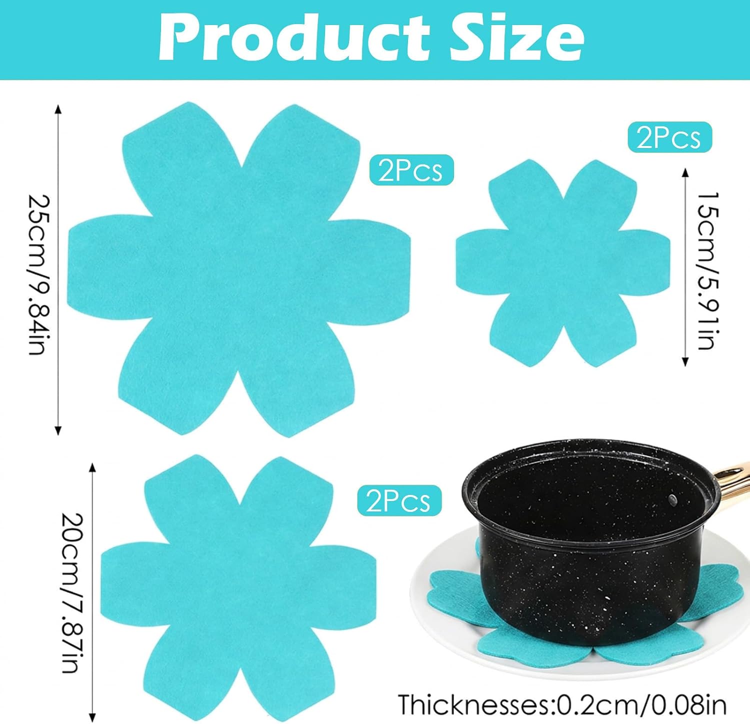 6PCS Pot Protectors for Stacking 3 Sizes Felt Pan Dividers