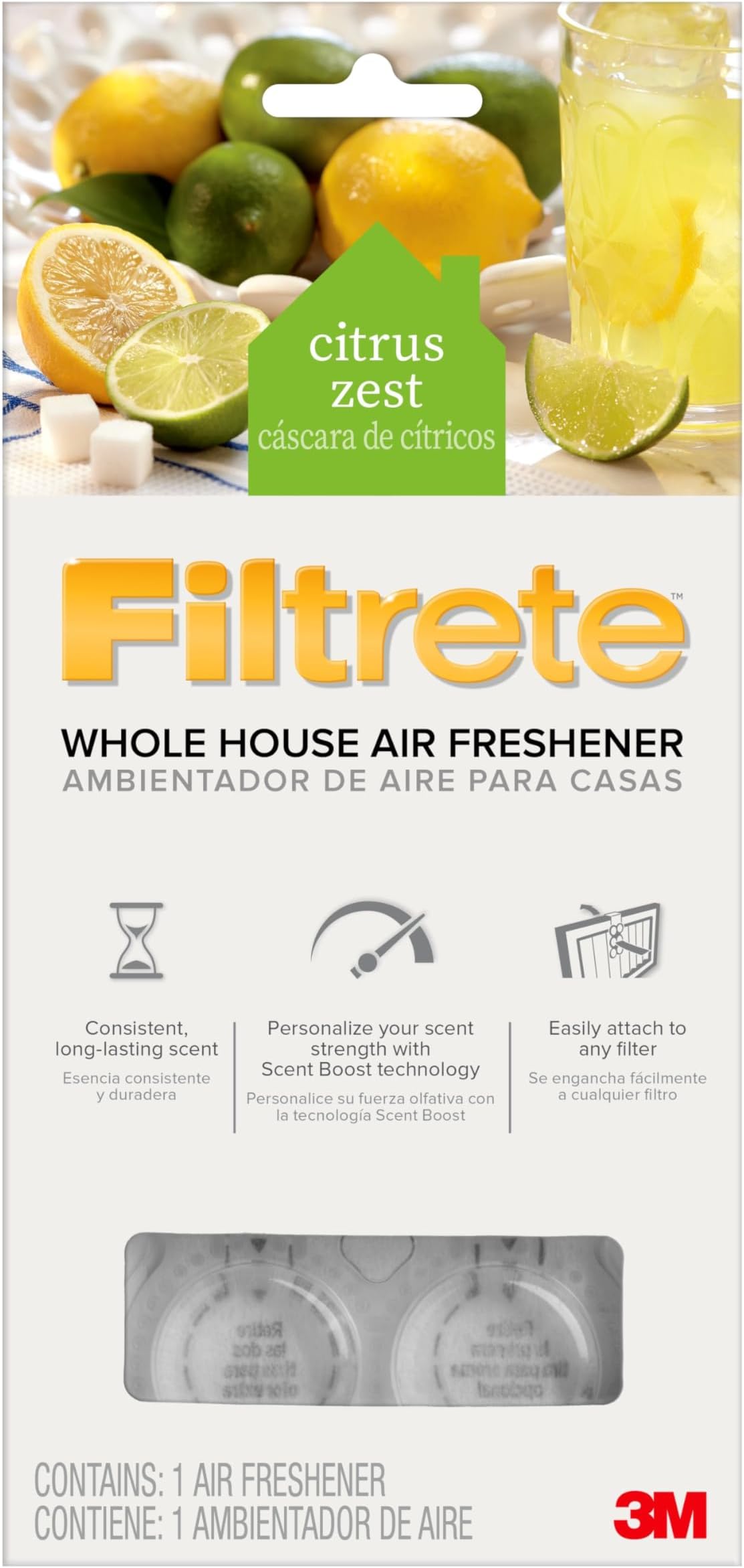 Filtrete WHAF-1-CZ Whole House Air Freshener for HVAC Filter, Citrus Zest