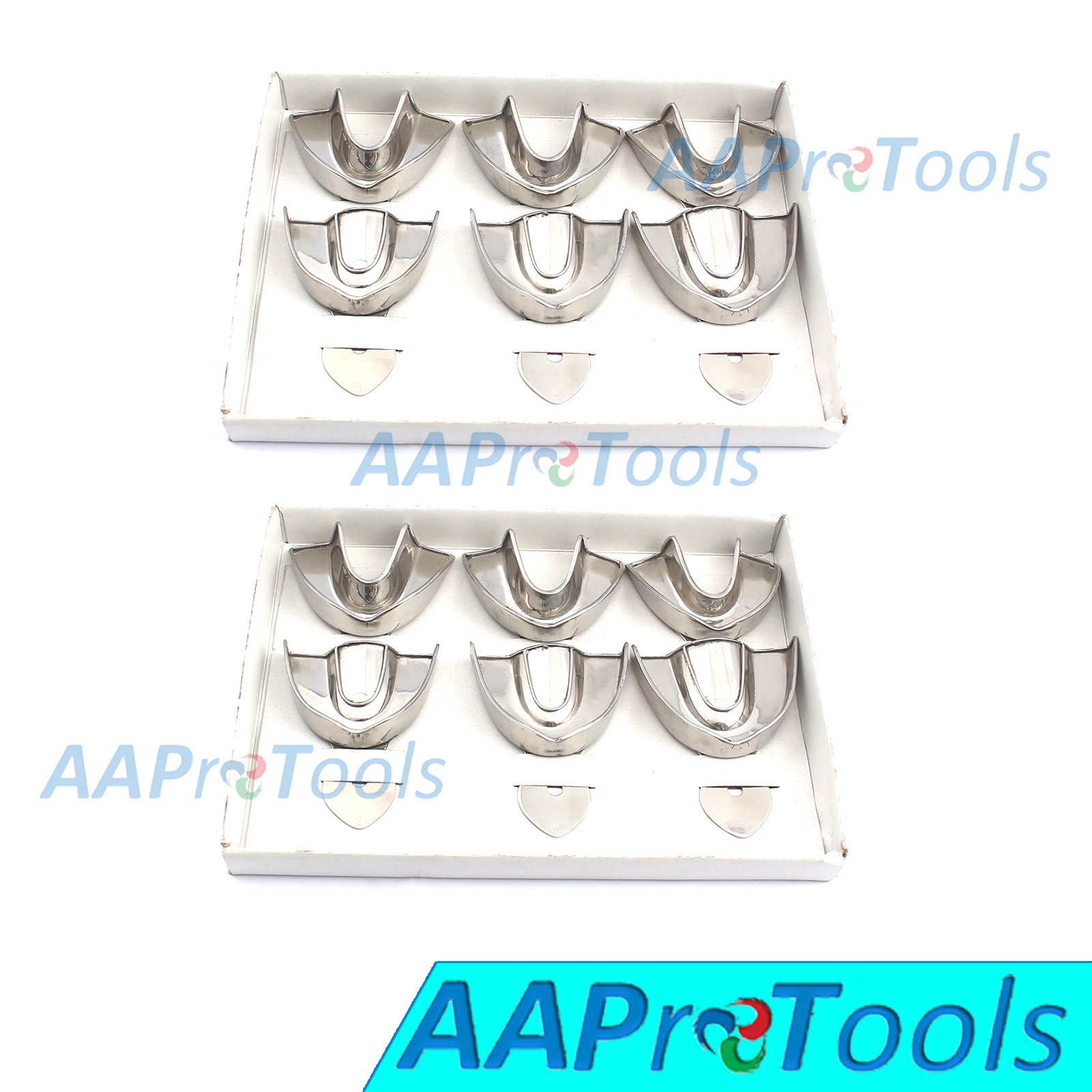 AAPROTOOLS Set of 2 Dental Impression Trays Baby Set of 6 PCS Solid Dental Instruments A+ Quality