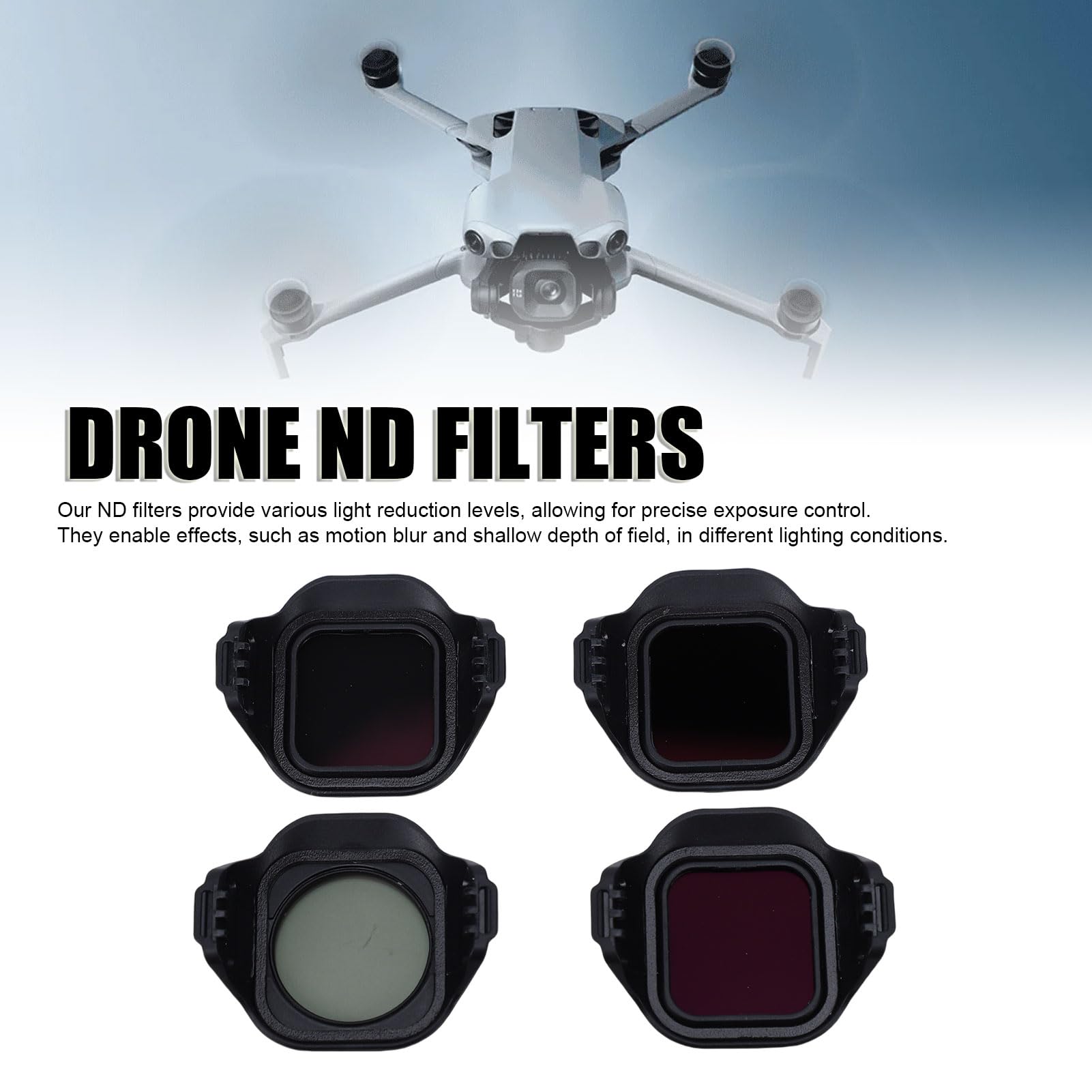 Jectse Juego de Filtros para Lentes de Drones, Filtros ND CPL con 3 ND ND8 ND16 ND32 y 1 Filtro CPL para Cámara de Drones MINI5 Pro