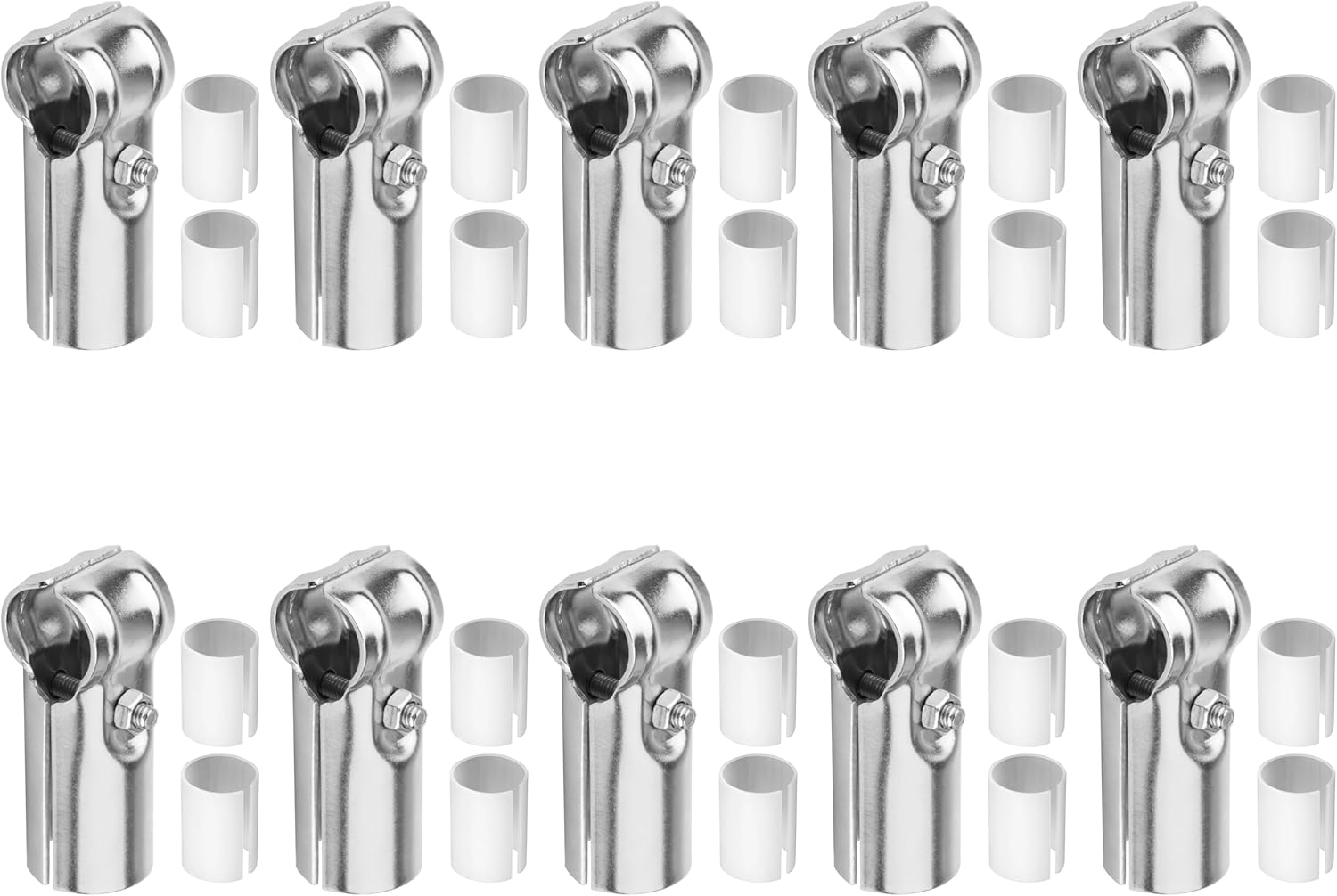 10 Sets T Pipe Connector Tee Clamp Fittings, Fits 3/4" EMT Conduit with PE Adapter Shims, Also Fits OD 1.000" Round Tube, Stainless Steel