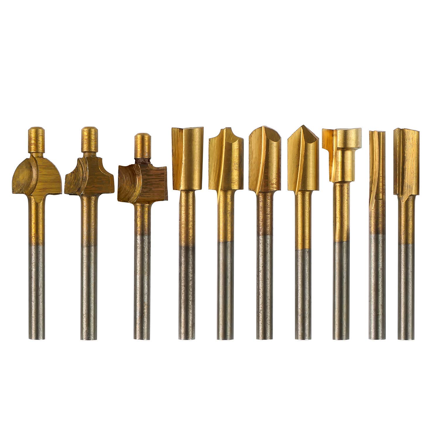 KROST HSS Router Bits Rotary File 3mm(1/8") Titanium Coated Cutter Engraving Woodworking Burr Set Wood Milling Cutters Tool for DIY, Carpenter For Carving, Engraving, Drilling (Set Of 10pcs) (B0CVMWMNTQ) Amazon Price History, Amazon Price Tracker