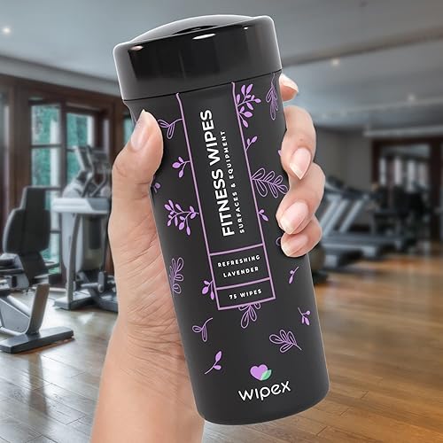 Miniatura 5 de Wipex Limpiador de esterillas de yoga y toallitas de fitness, limpiador natural de equipos de gimnasio de lavanda y vinagre, 75 toallitas de