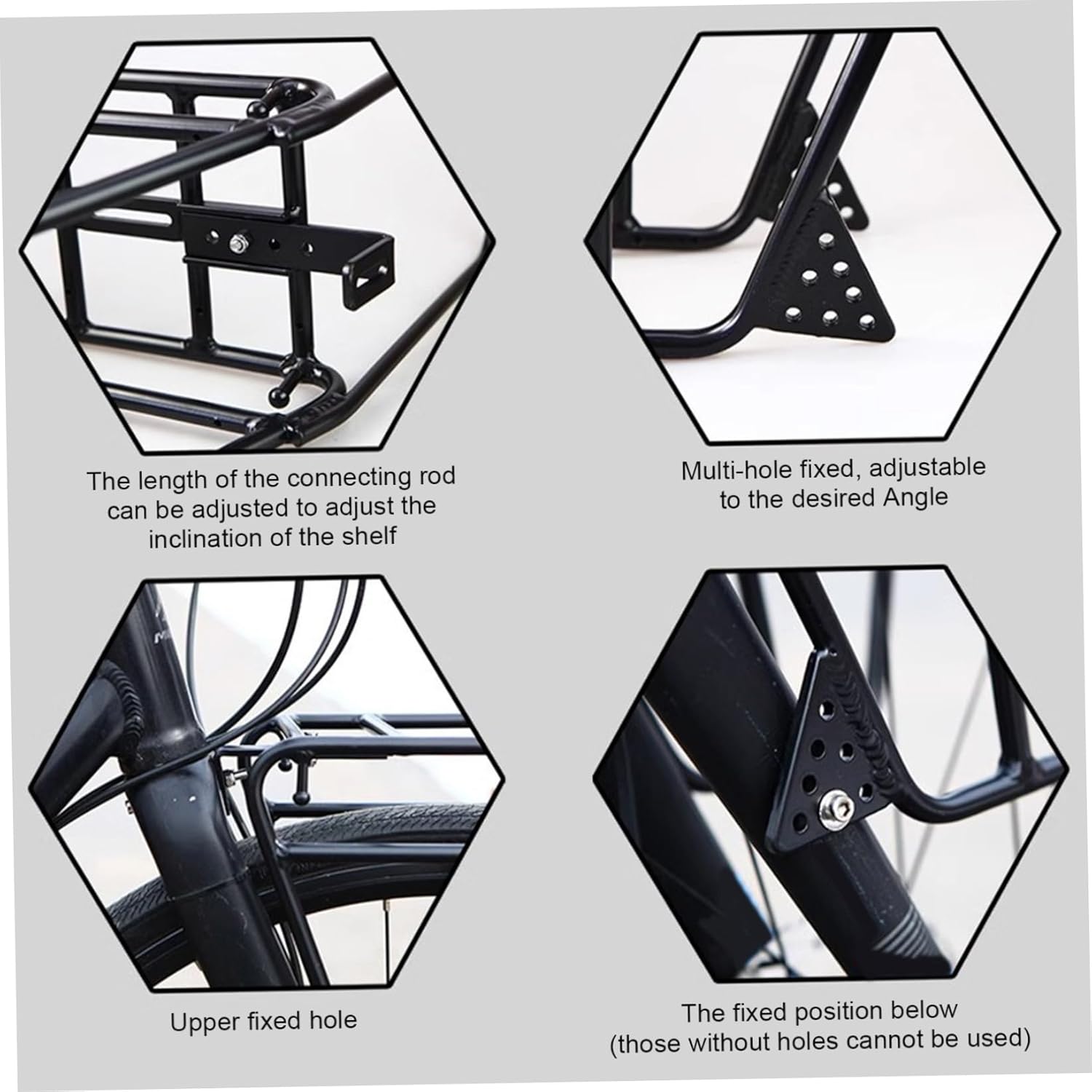 IKE Front Rack, Front Bike Rack Aluminium Alloy, Multipurpose Bike, Cargo, Luggage Touring Carrier Racks