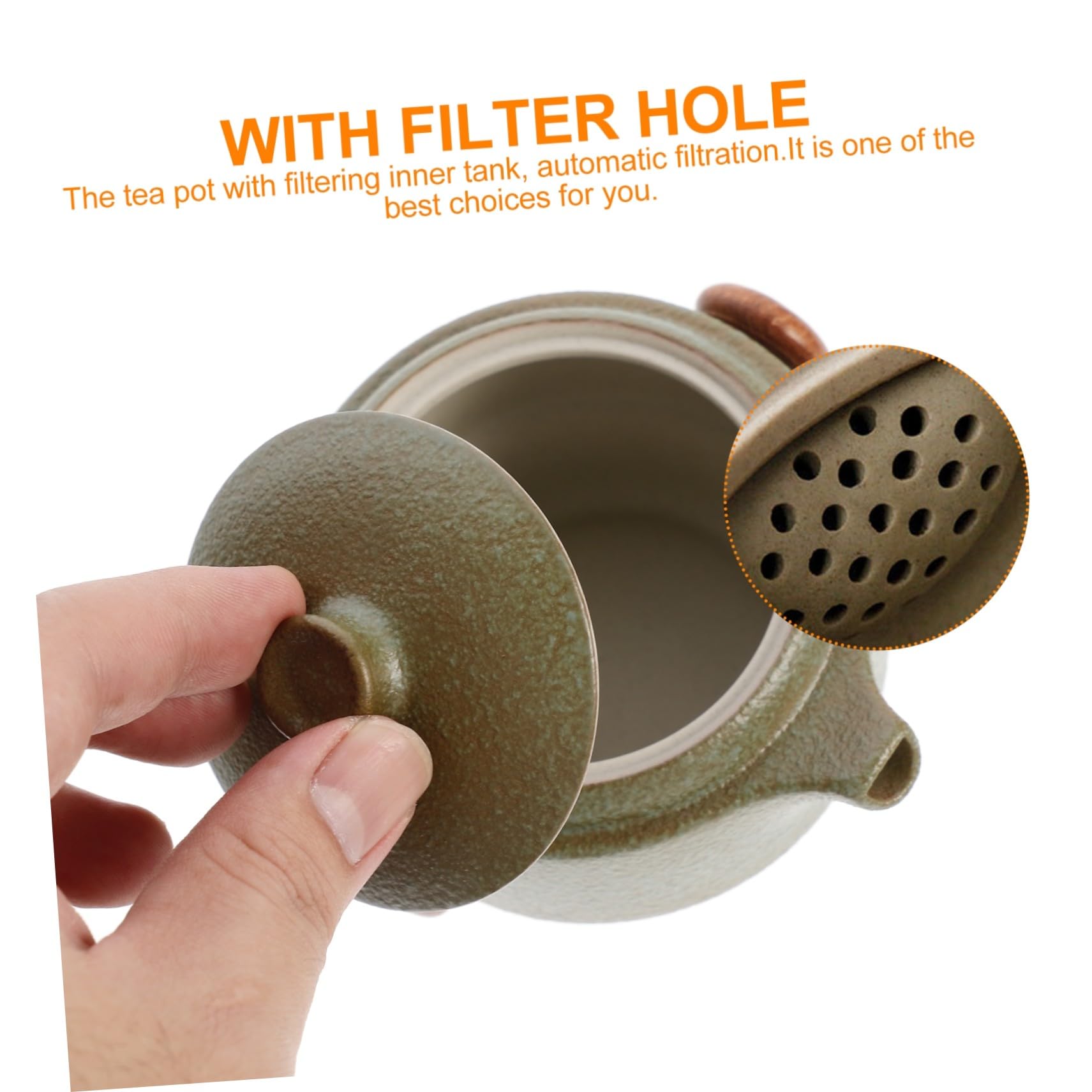 DOITOOL Juego de Té Incluye Tetera y 2 Tazas de Cerámica de Kung Fu Portátil Verde Filtro Interior y Función Antiquemaduras para Viajes y Uso en Casa