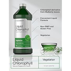 Horbach Chlorophyll Liquid Drops | 100mg | 32 oz (2 x 16 oz Bottles) | Natural Peppermint Flavor | Vegetarian, Non-GMO, Gluten Free Supplement