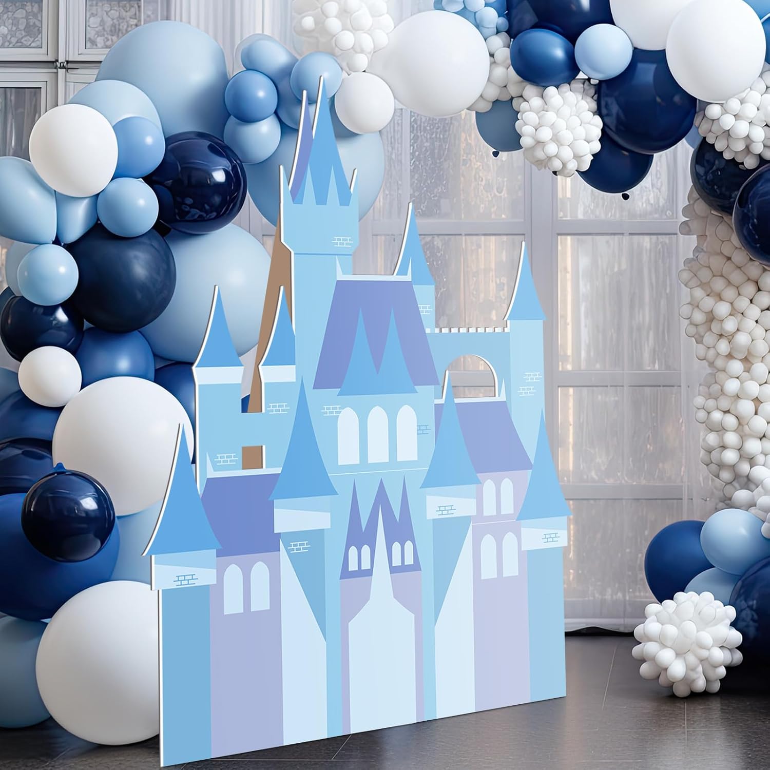 5ft Winter Wonderland Princess Castle Cardboard Large Decor Wonderland Snow Castle Cutout Stand for Princess Girl Snowflake Birthday Party Winter Decor Party Decorations