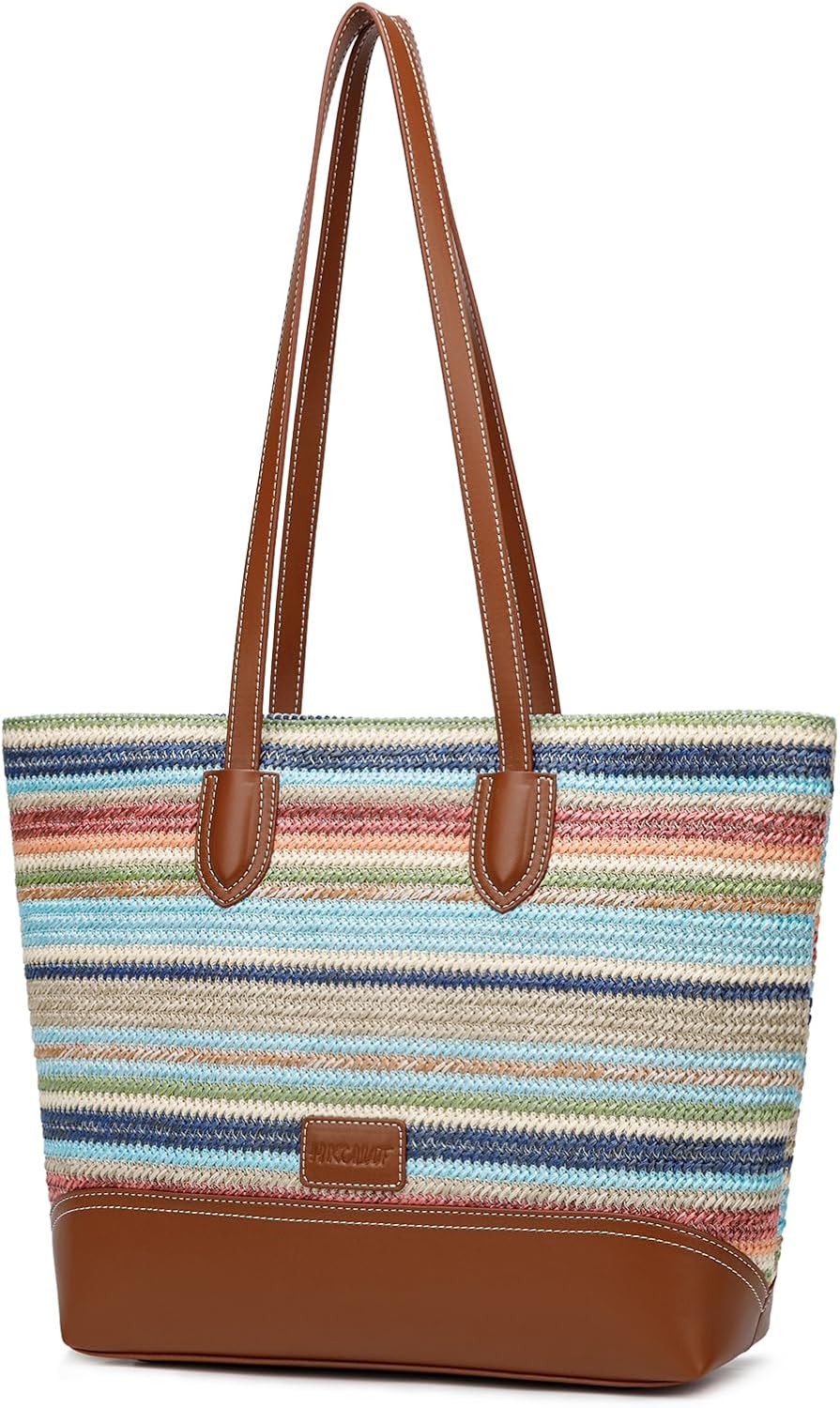 HKCLUF Tote Bag for Women,Woven Shoulder Bag for Woman Vegan Leather Hobo Purse Satchel Handbags With Zipper Pockets