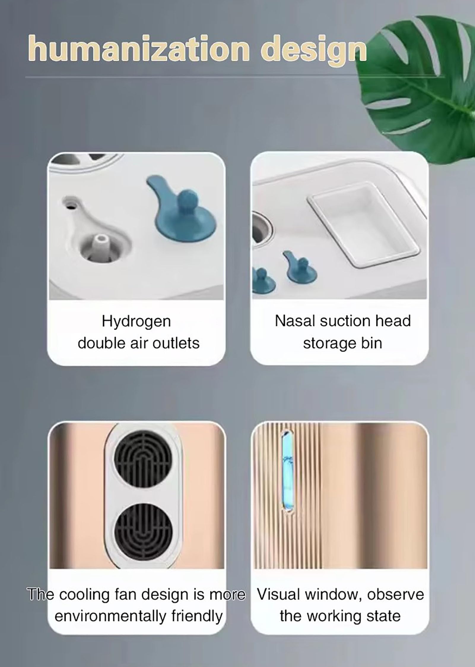 Urządzenie do inhalacji wodorem, inhalator wodorowy z dwoma portami, czystość 99,99%, wydajność gazu 600/900 ml/min, generator H2 z technologią PEM do domu i sypialni White 600ml