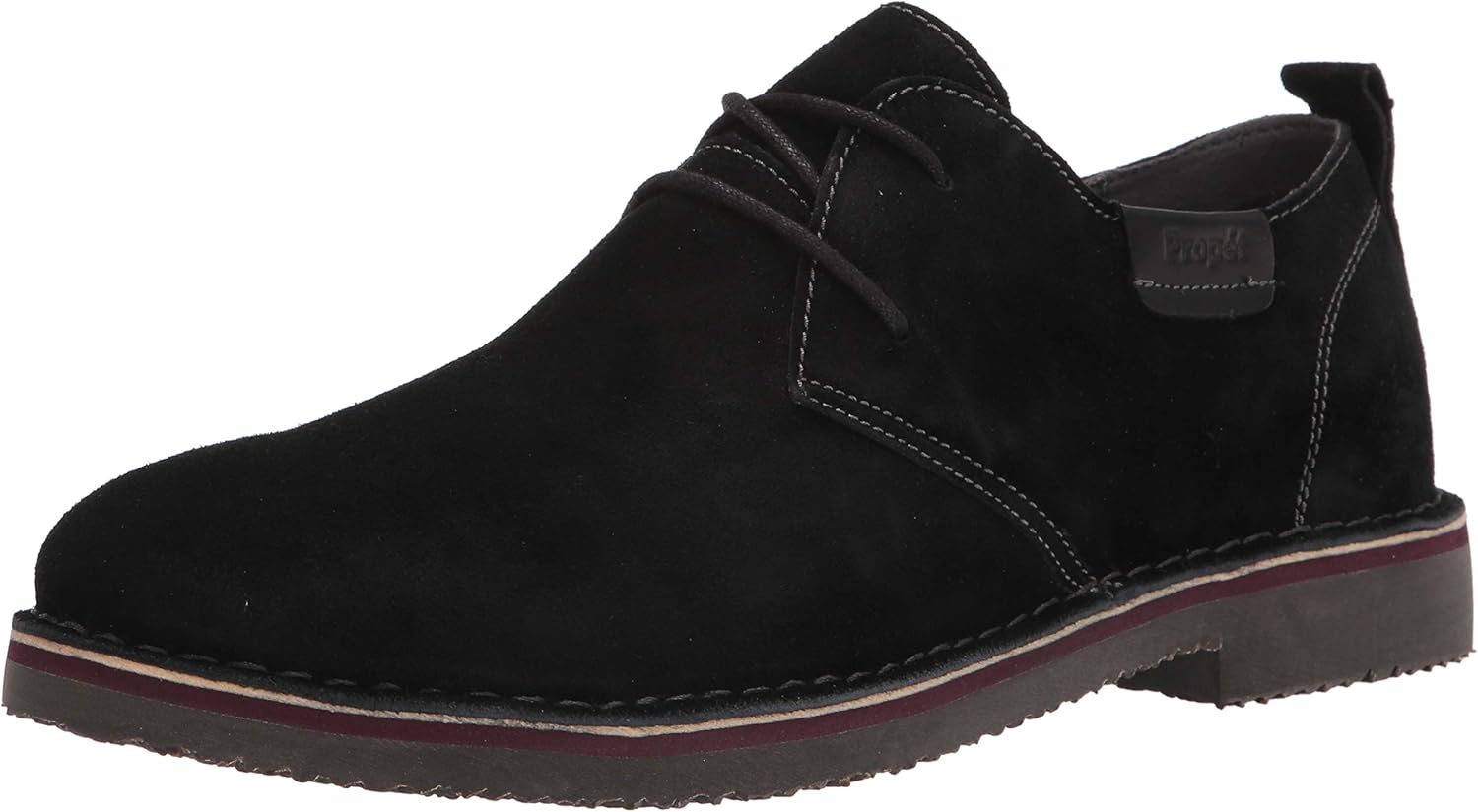 Propet Men's Finn Oxford, Plain Toe - Suede Shoes, Black, 9 Wide US