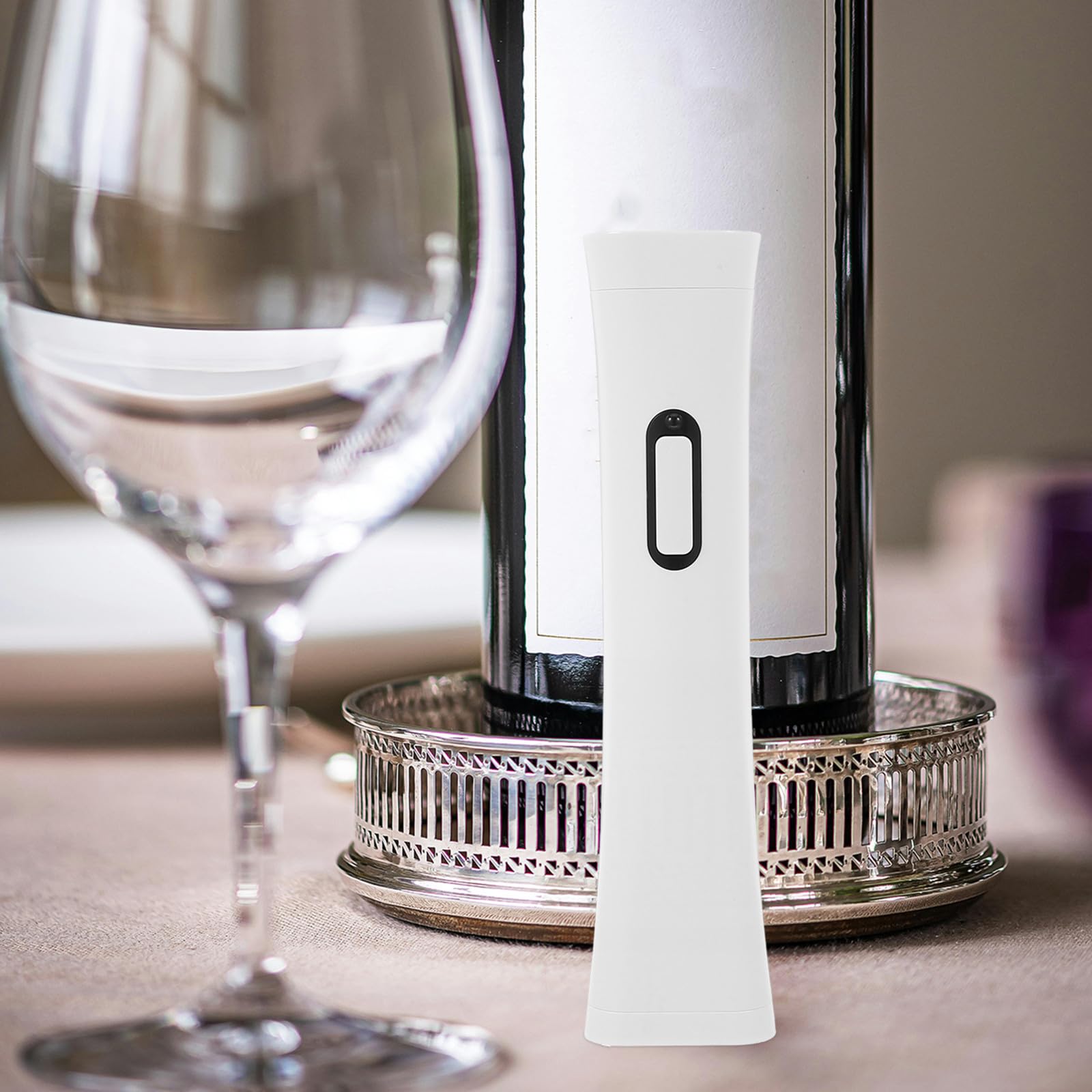 Abridor de Vino Eléctrico Blanco, Compacto y Portátil Toque