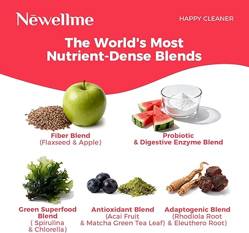 Miniatura 4 de NEWELLME Happy Cleaner Superfood Powder - Mezcla de bebida de sandía sin azúcar, antioxidante y apoyo a la digestión, vegano, sin OMG, sin gluten,