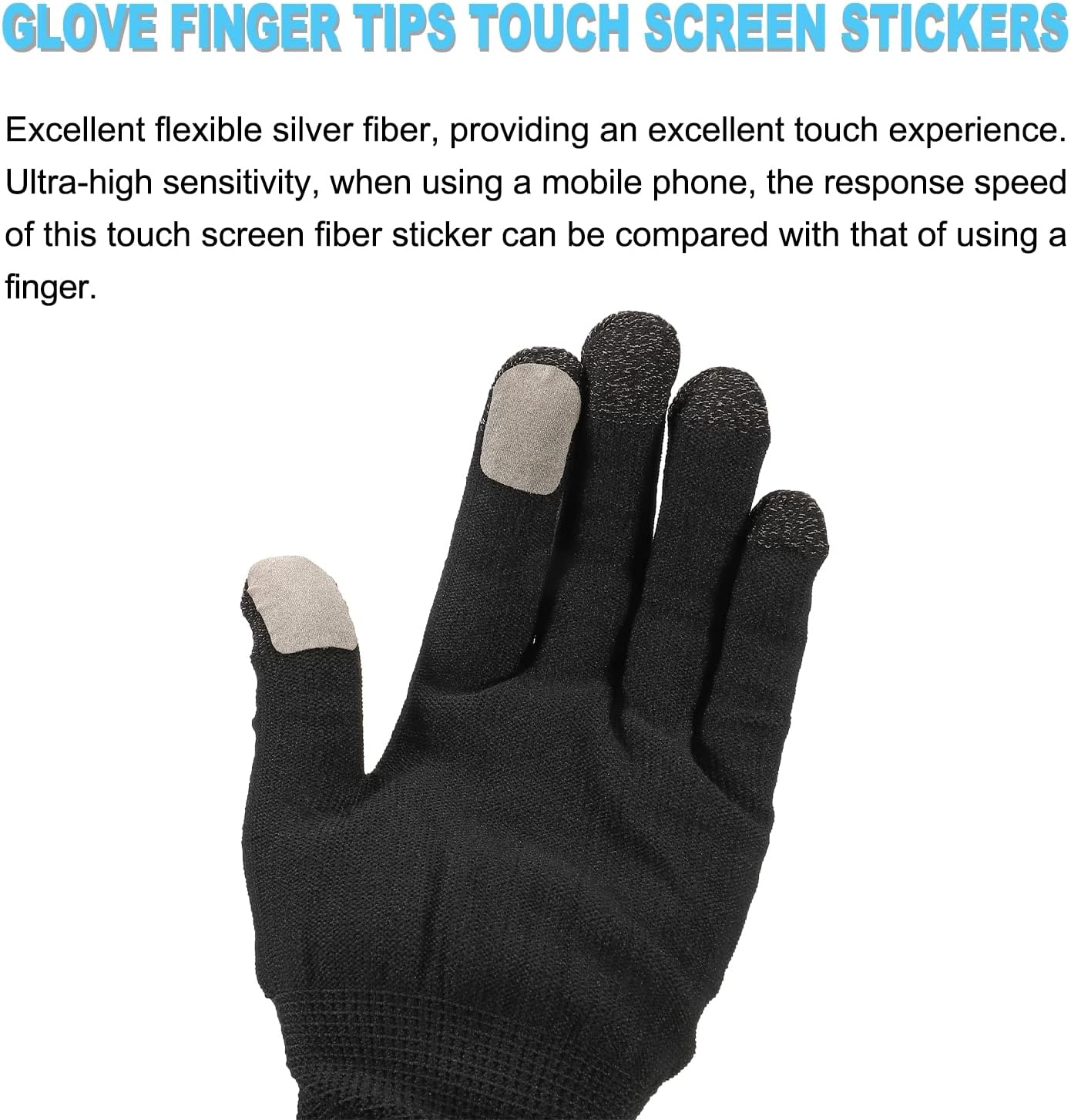 MECCANIXITY Gloves Touch Screen Sticker Ultra High Sensitivity Flexible Silver Fiber Ultra Thin Stickers for Gloves, Pack of 12