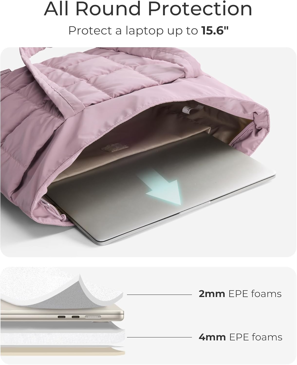 BAGSMART Expandable Tote Bag for Women, Puffer Work Tote Handbag, Quilted Carry On Bag for Travel Gym - Image 5