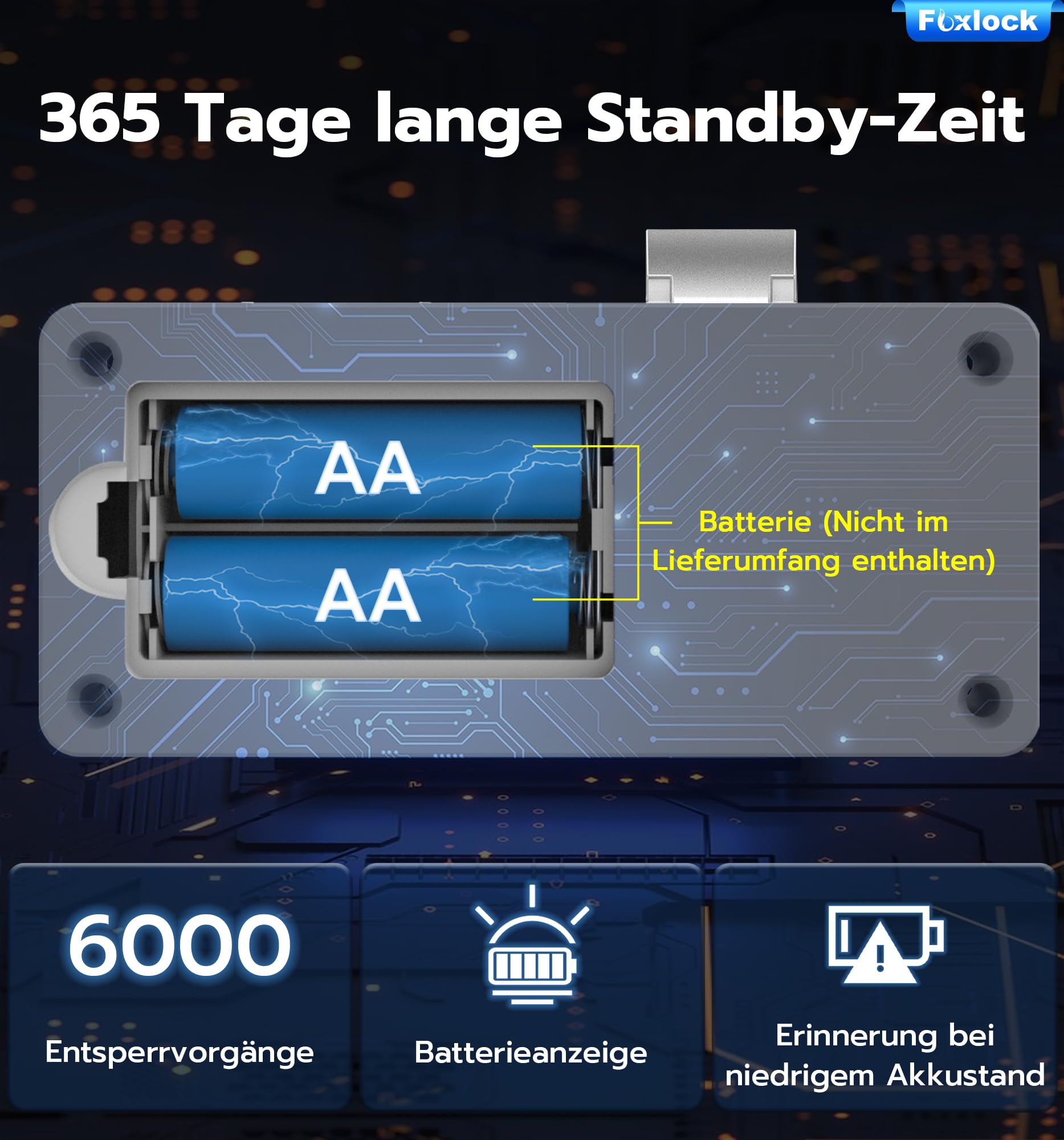 Smart Schubladenschloss, Foxlock Elektronisches Schrankschloss mit APP, NFC, Megnetische Kindersicherung Schrankschloss für Schrank Schublade Kasten Schließfächer Briefkasten usw-Schwarz (Weiß)