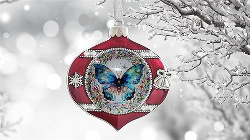 Miniatura 5 de Edición Anual Pequeña Mariposa Fondo de Navidad Vacaciones Creativo Vidrio Ornamento Árbol de Navidad Decoración del hogar