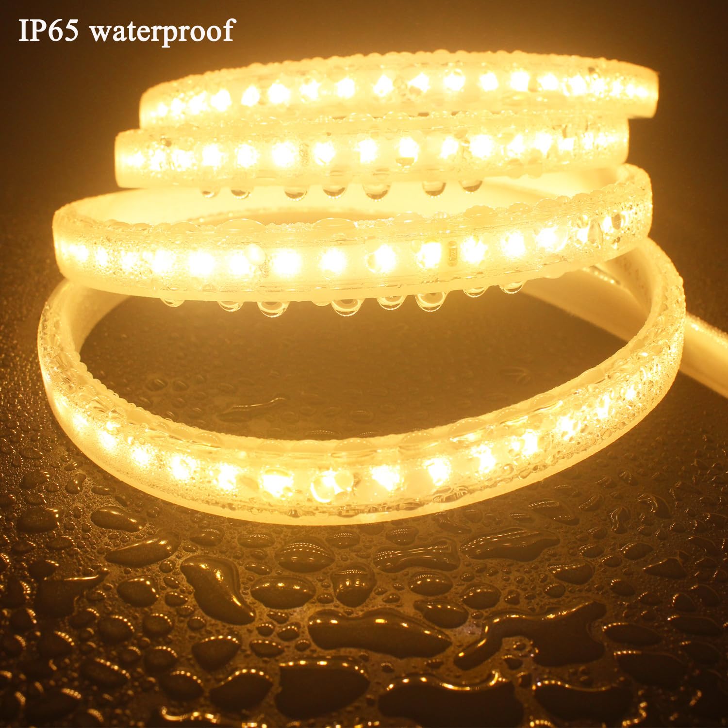 LED Strip 15M, Super Hell LED Streifen 220V 230V Direktanschluss, Wasserdicht IP65 Stripes mit Schalter, 3000K Warmweiss Band für Innen Außen Dekoration Beleuchtung Warmweiß